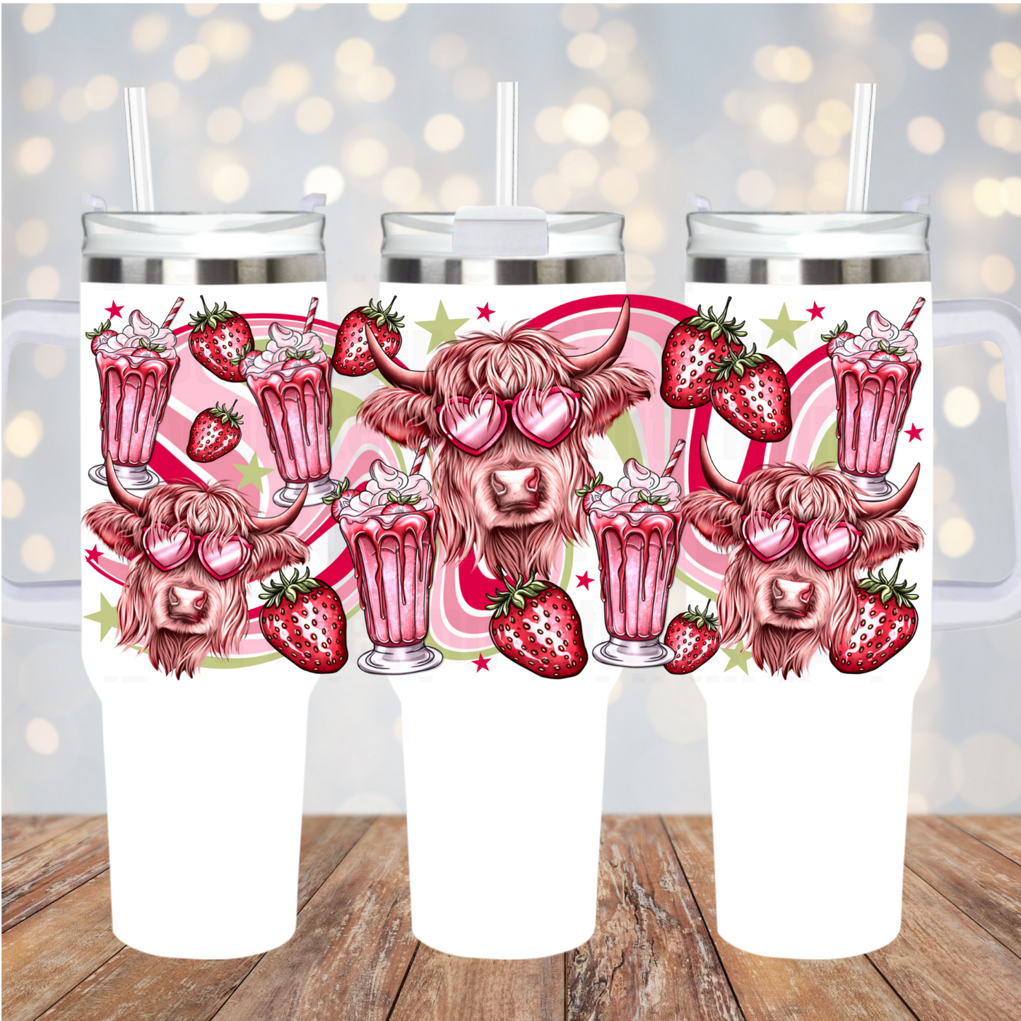40oz STRAWBERRY MILKSHAKE UV DTF Cup Wrap