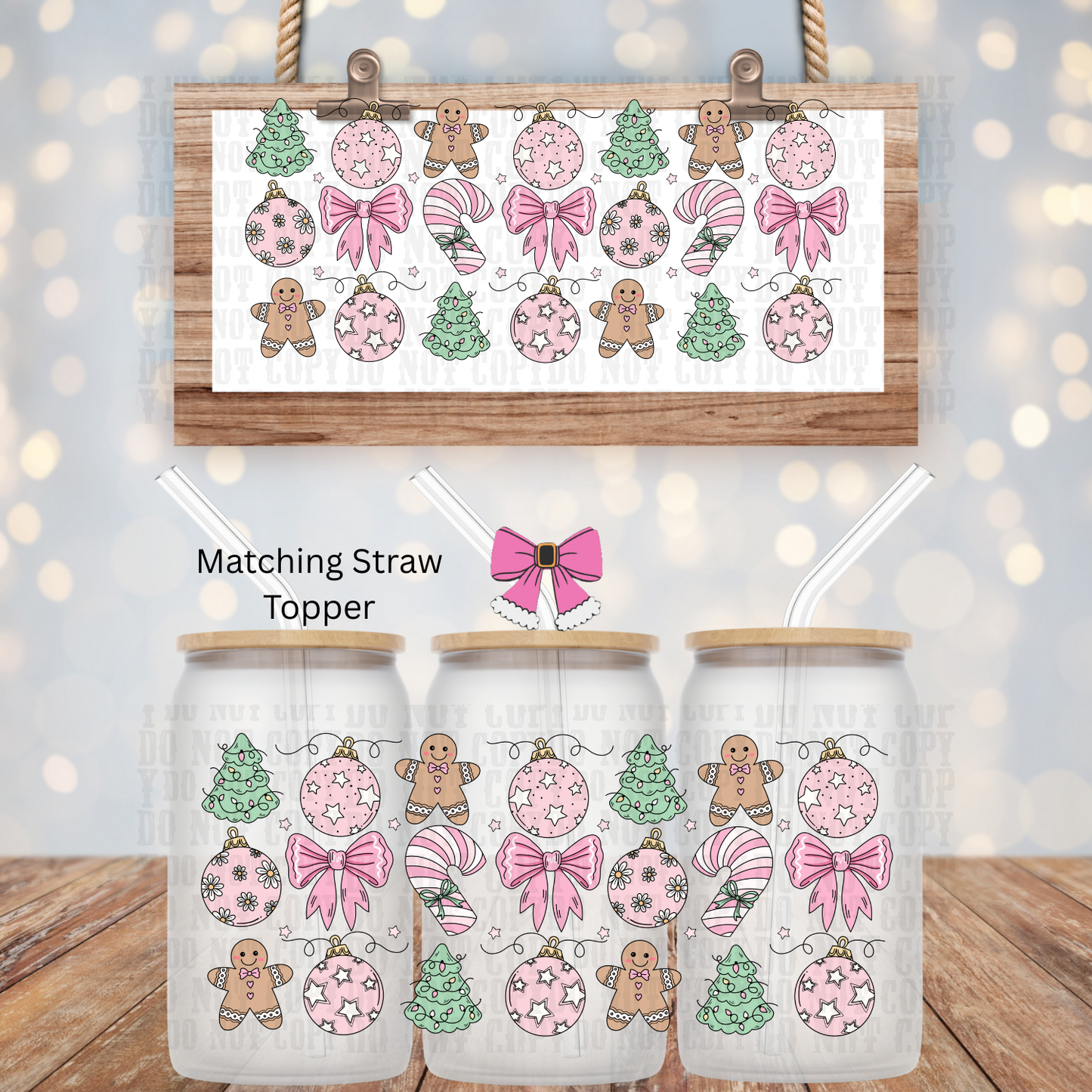 COQUETTE CHRISTMAS ELEMENTS UV DTF CUP WRAP