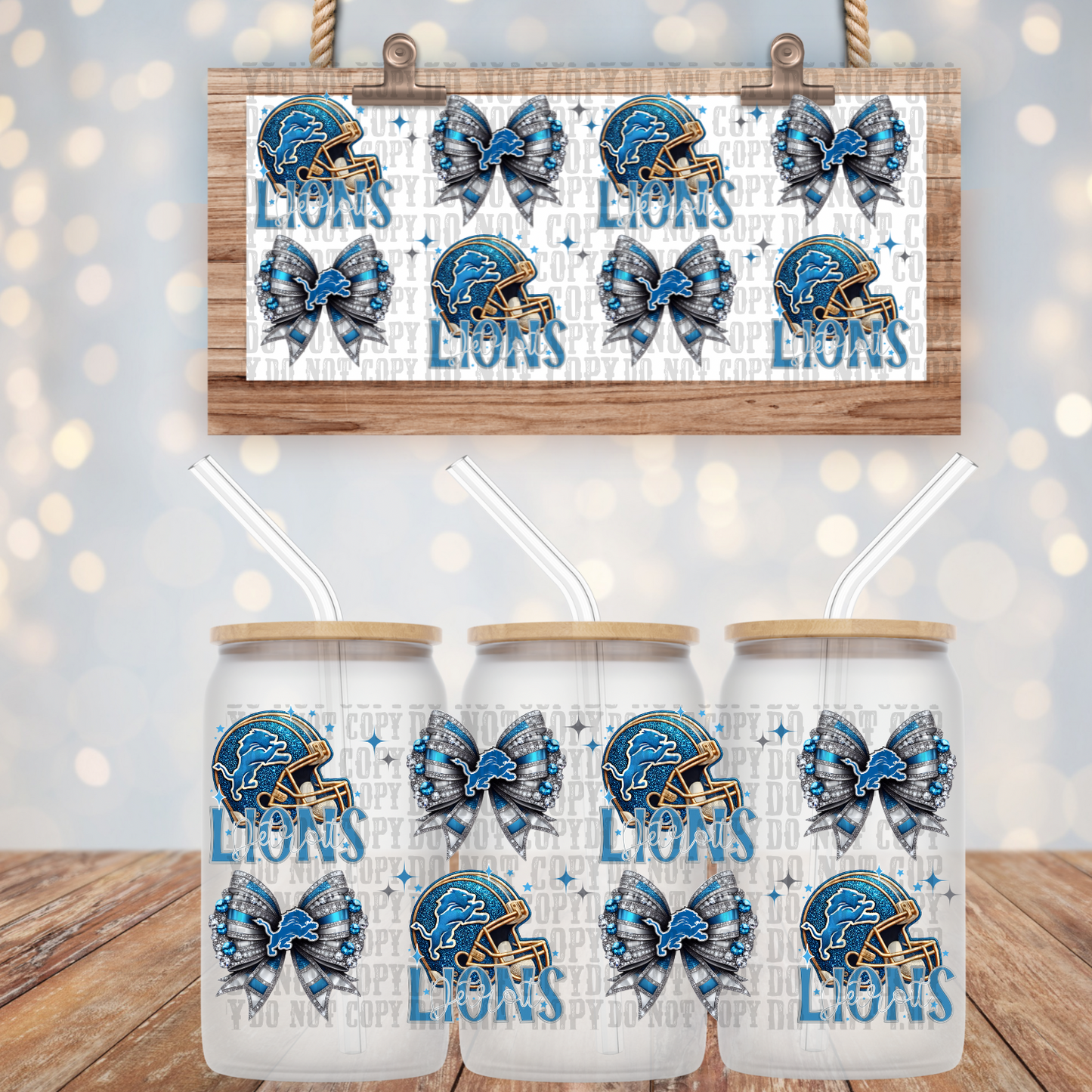 BIG KITTY STACKED FAUX RHINESTONE - 16oz UV DTF CUP WRAP