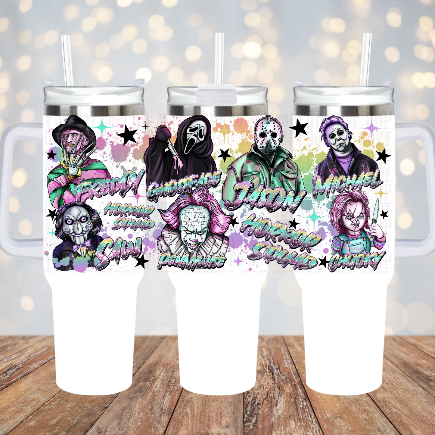 40/50oz NEON HORROR GUYS UV DTF CUP WRAP