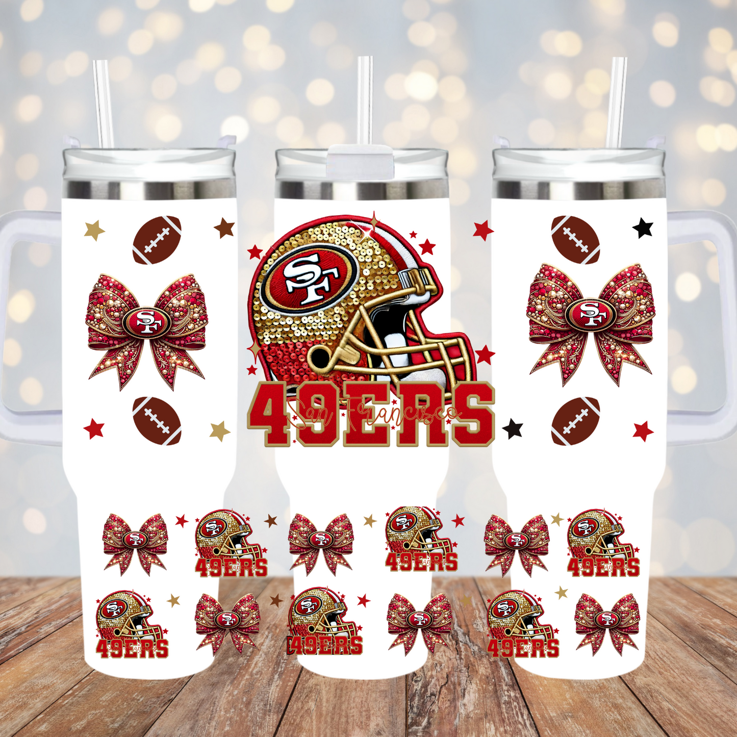 40oz COQUETTE HELMUT FOOTBALL BUNDLE UV DTF CUP WRAP