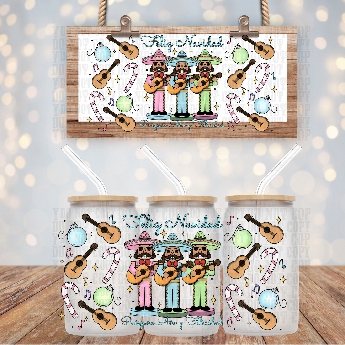 FELIZ NAVIDAD UV DTF CUP WRAP