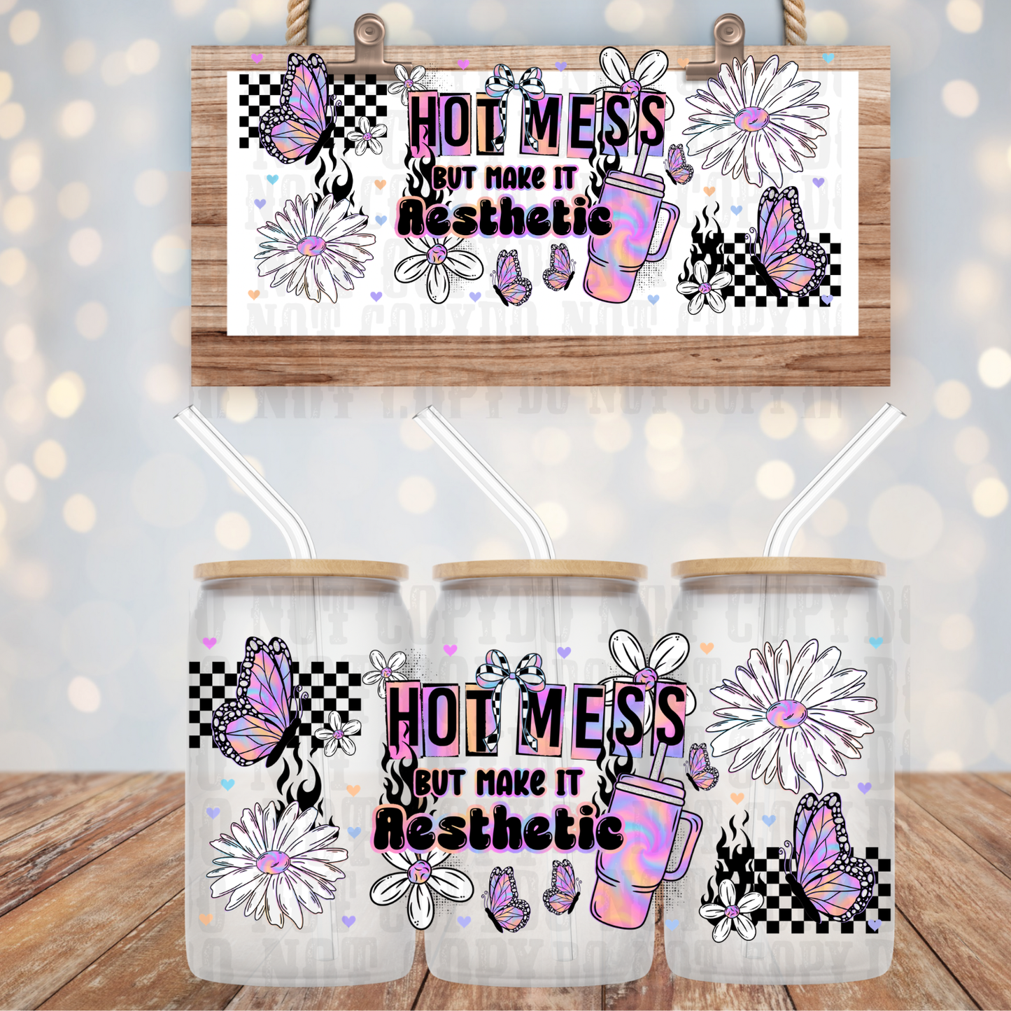 HOT MESS AESTHETIC UV DTF CUP WRAP