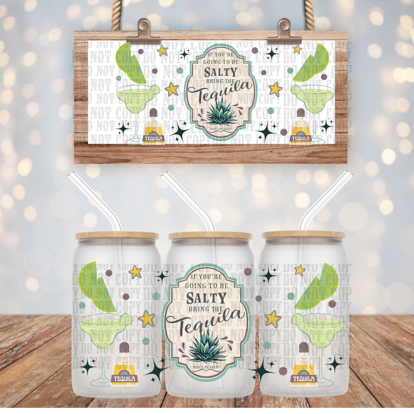 SALTY VINTAGE TEQUILA UV DTF CUP WRAP