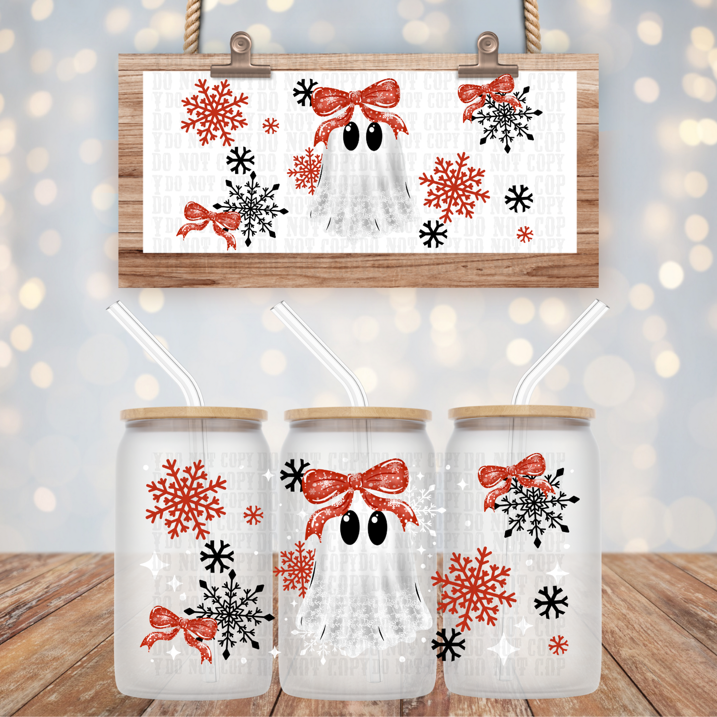 LACE COQUETTE CHRISTMAS GHOSTY-POO UV DTF CUP WRAP