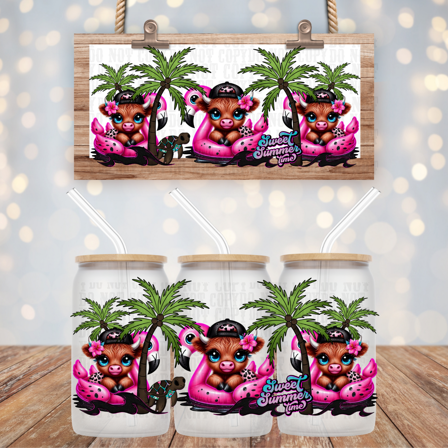 SUMMER COW FOAT UV DTF CUP WRAP