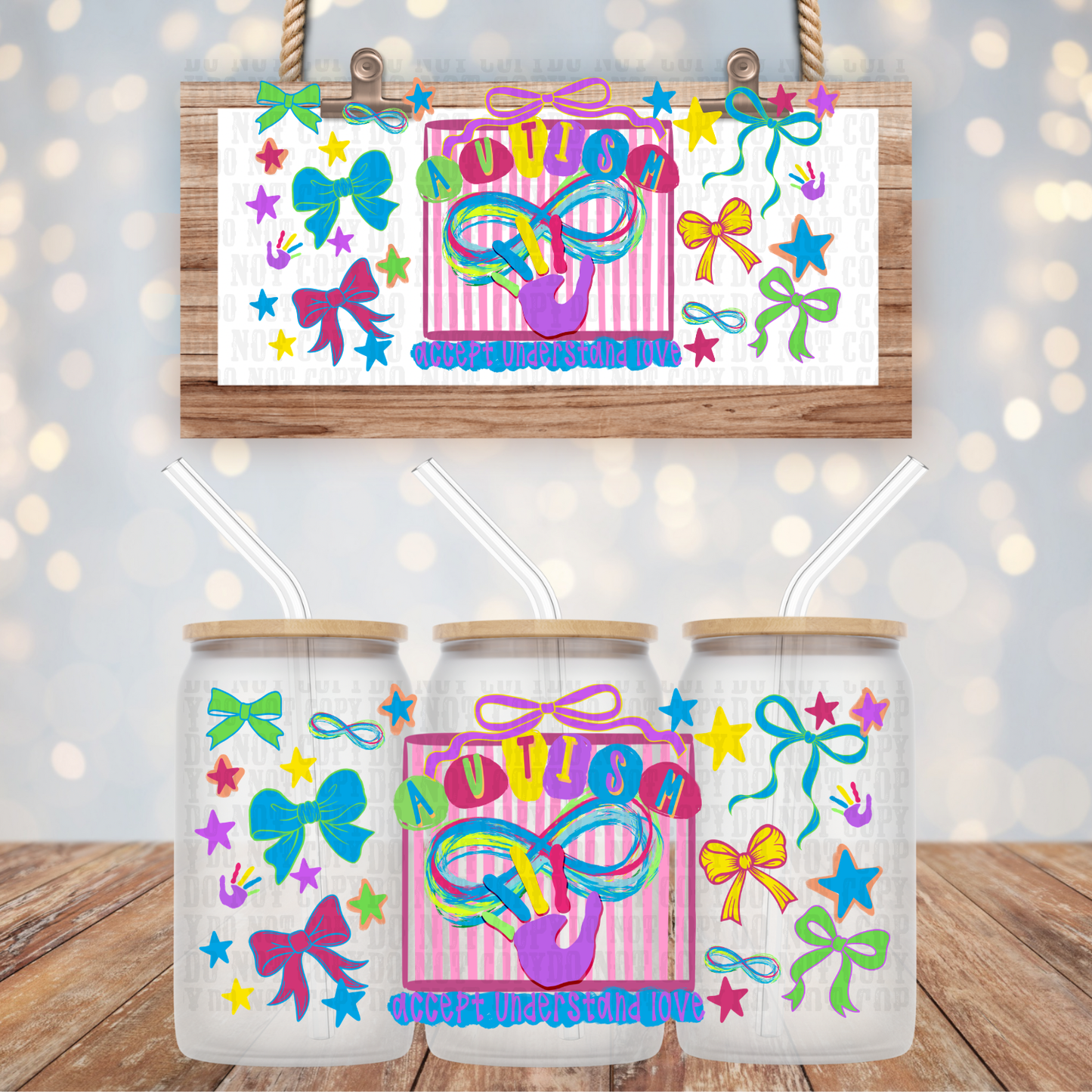 COLORFUL AUTISM UV DTF CUP WRAP