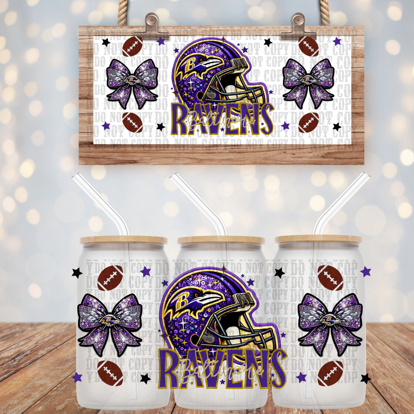 BLUE BIRD HELMUT FAUX RHINESTONE - 16oz UV DTF CUP WRAP