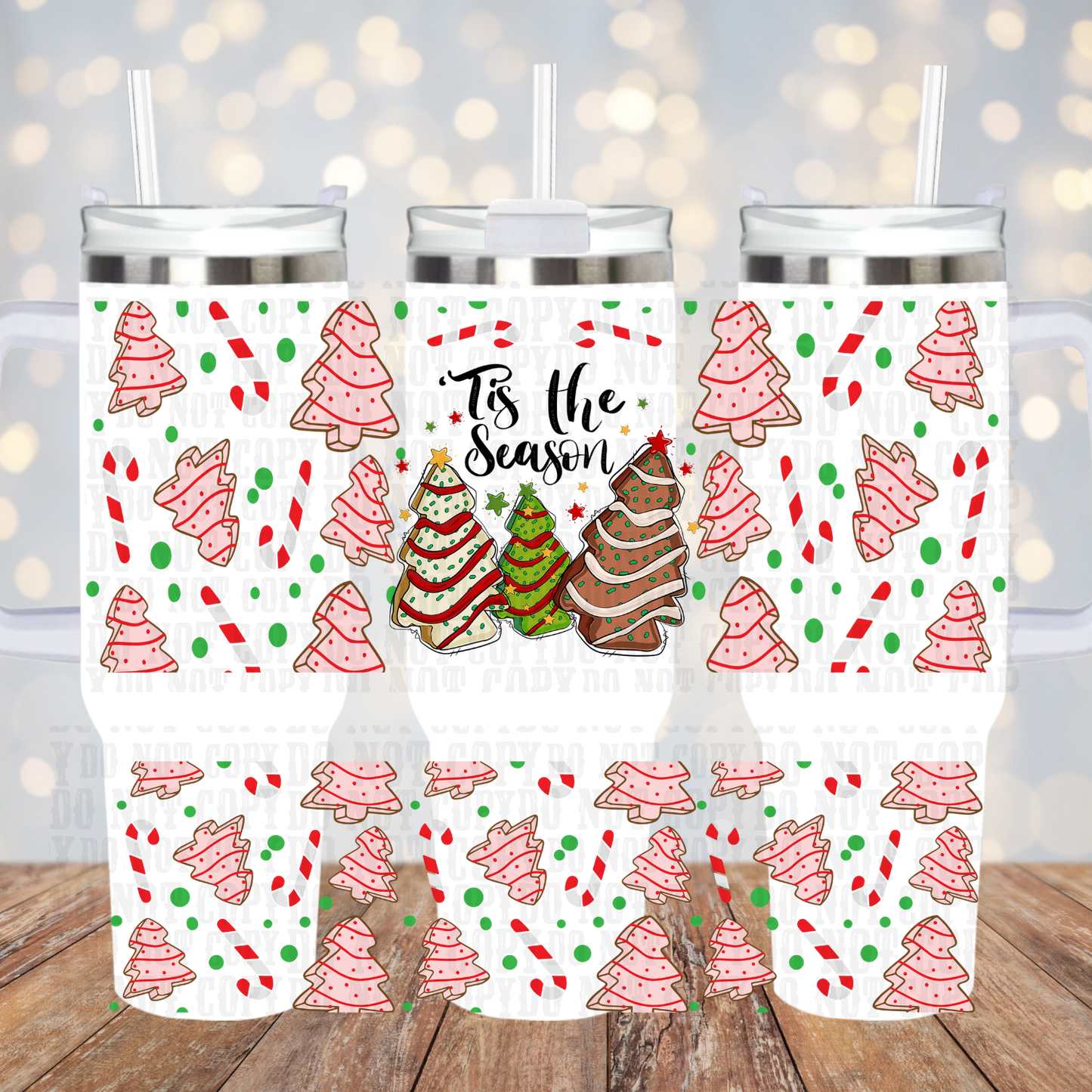 40oz CUTESY TREE TREATS UV DTF CUP WRAP