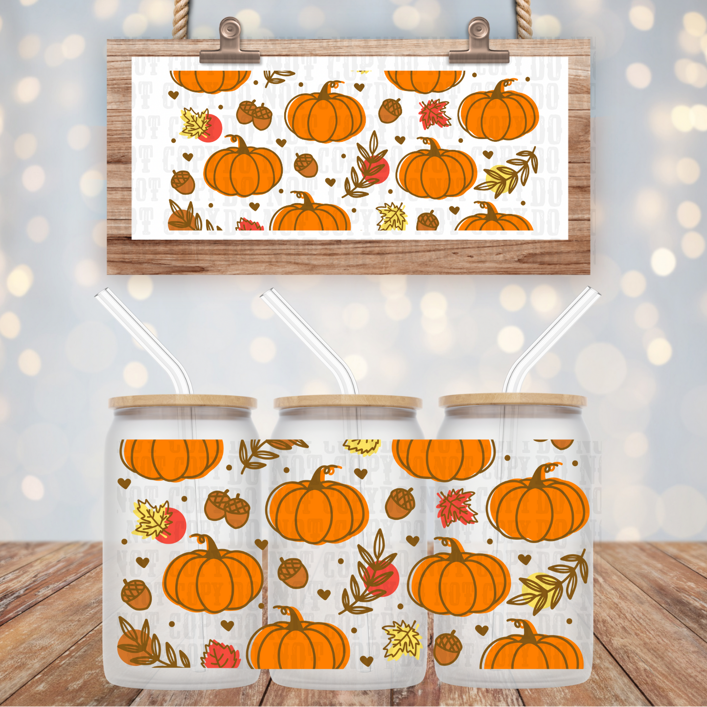 FALL PUPMKIN ELEMENTS UV DTF CUP WRAP