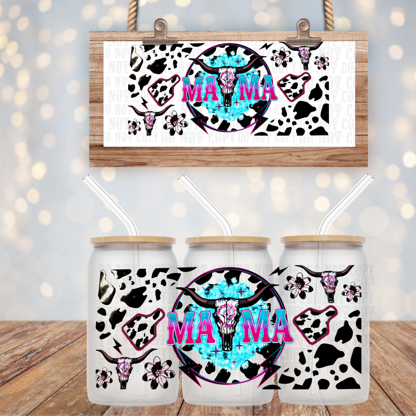 SKULL HEAD MAMA UV DTF CUP WRAP