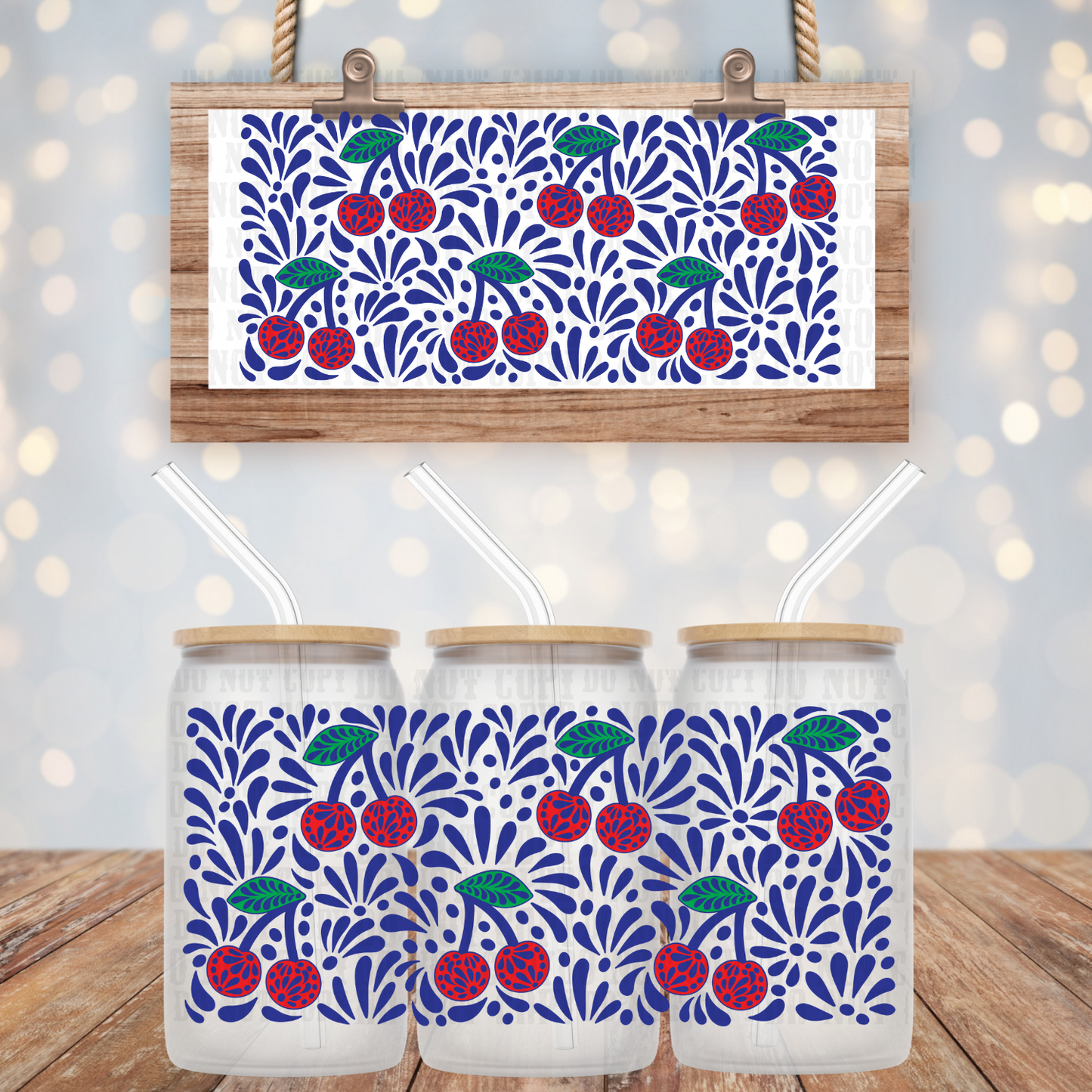 AMERICAN TALAVERA CHERRIES UV DTF CUP WRAP