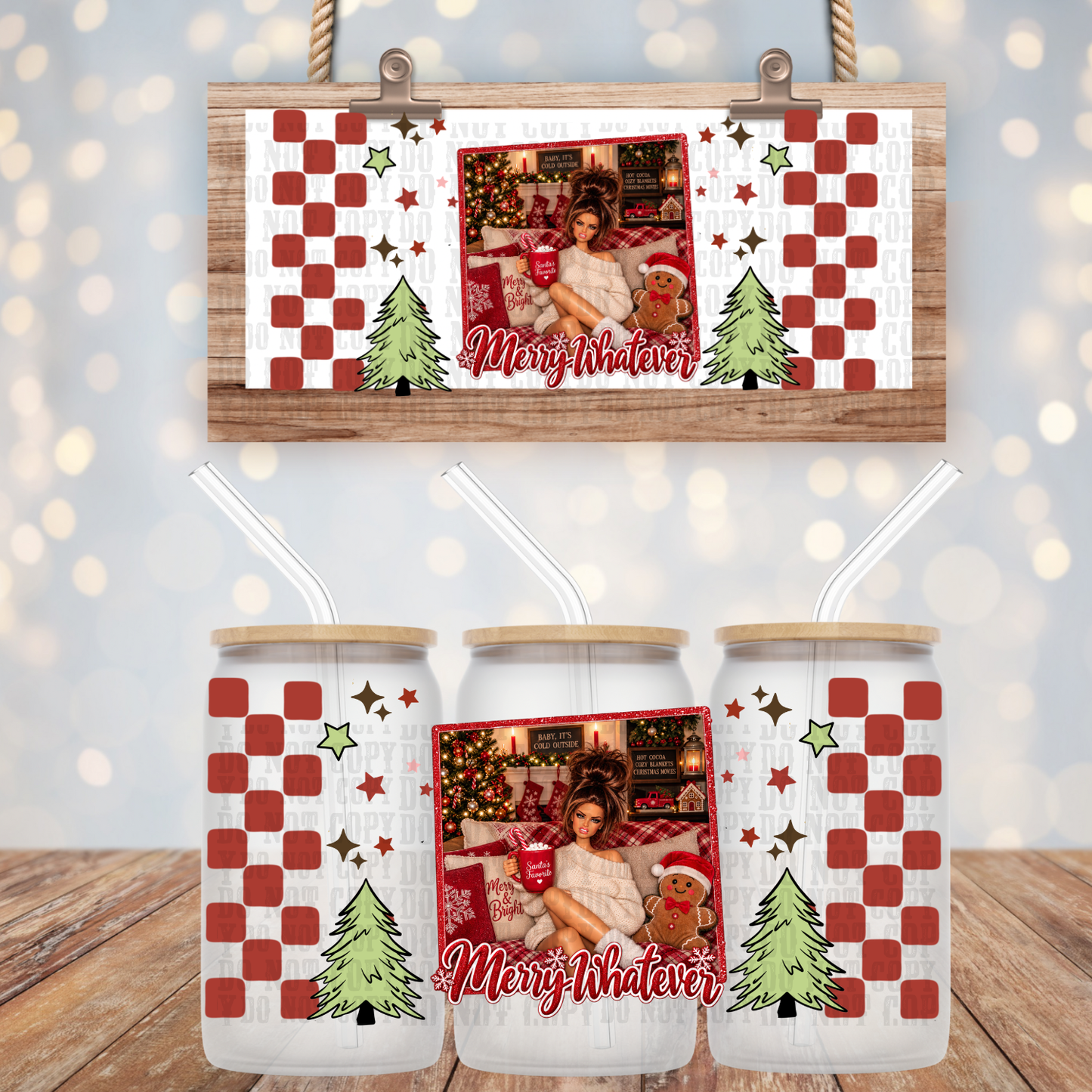 MERRY WHATEVER UV DTF CUP WRAP