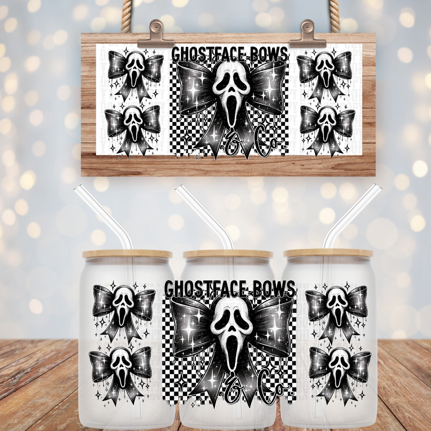 GHOSTY BOW UV DTF CUP WRAP