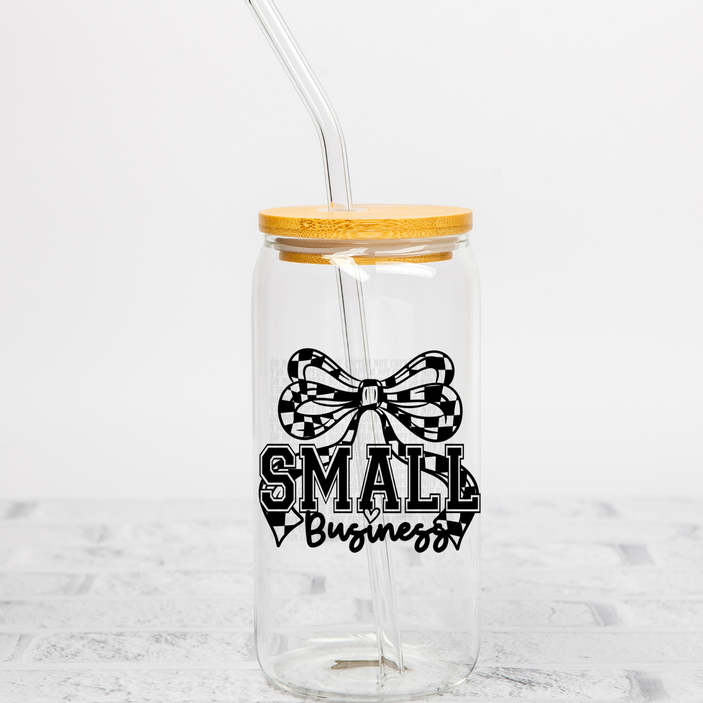 SMALL BUSINESS BOW CHECKERED UV DTF DECAL