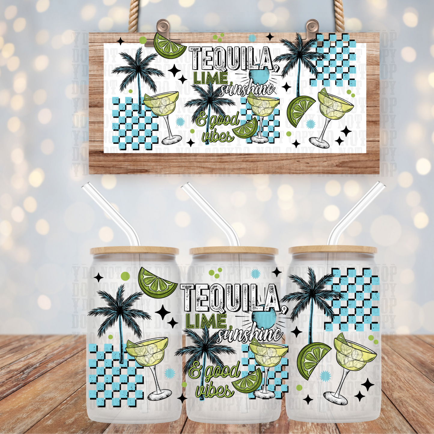 BLUE TEQUILA UV DTF CUP WRAP