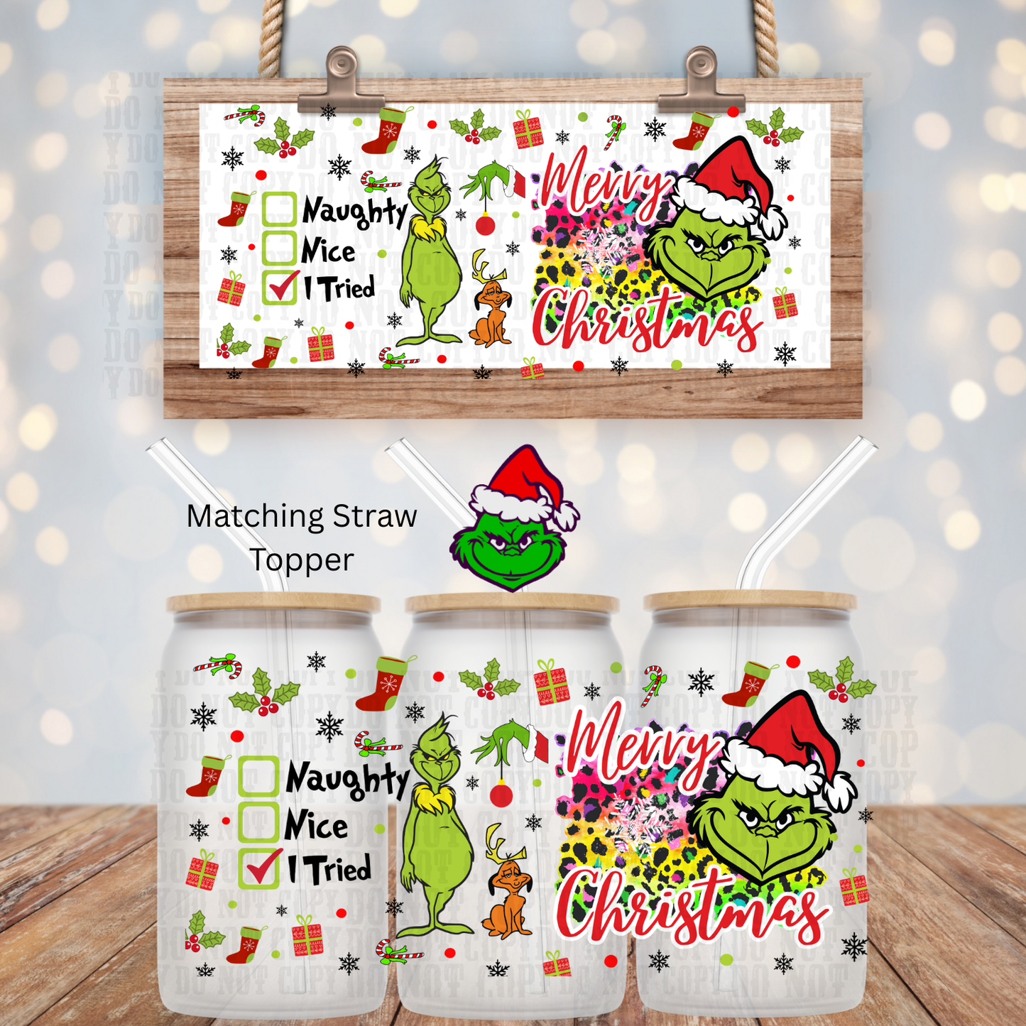 NAUHTY NICE I TRIED GRUMPY PINK UV DTF CUP WRAP