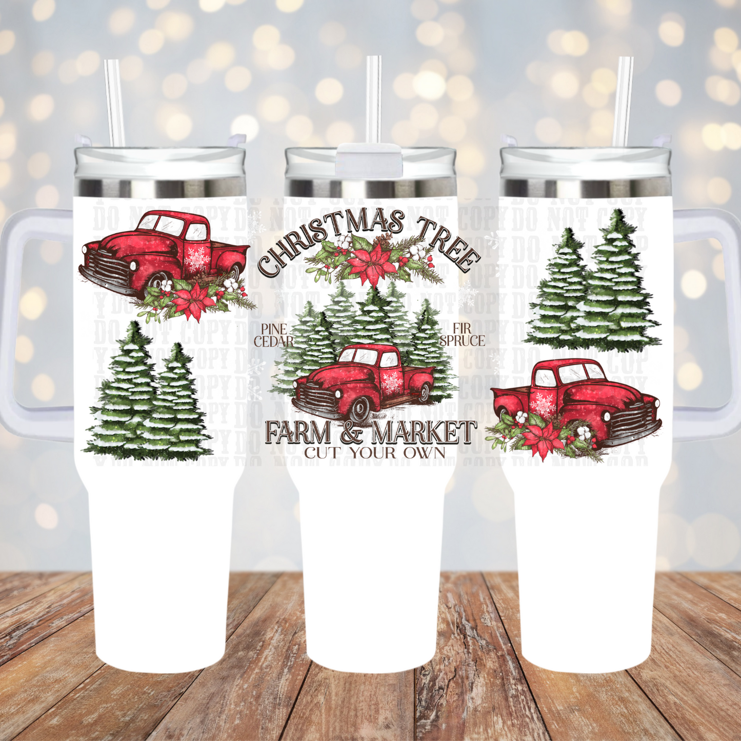 40oz CHRISTMAS TREE FARM & MARKET UV DTF CUP WRAP