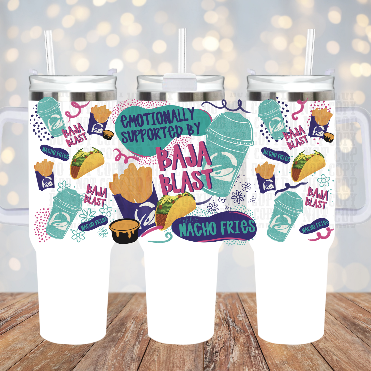 40oz EMOTIONALLY SUPPORED BY TB UV DTF Cup Wrap
