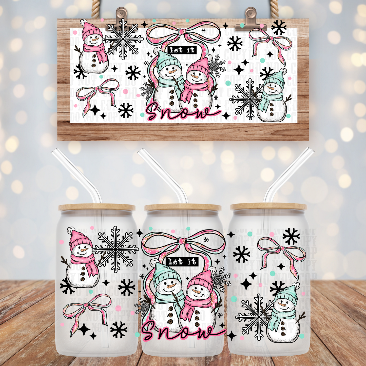 LET IT SNOW COUPLE UV DTF CUP WRAP