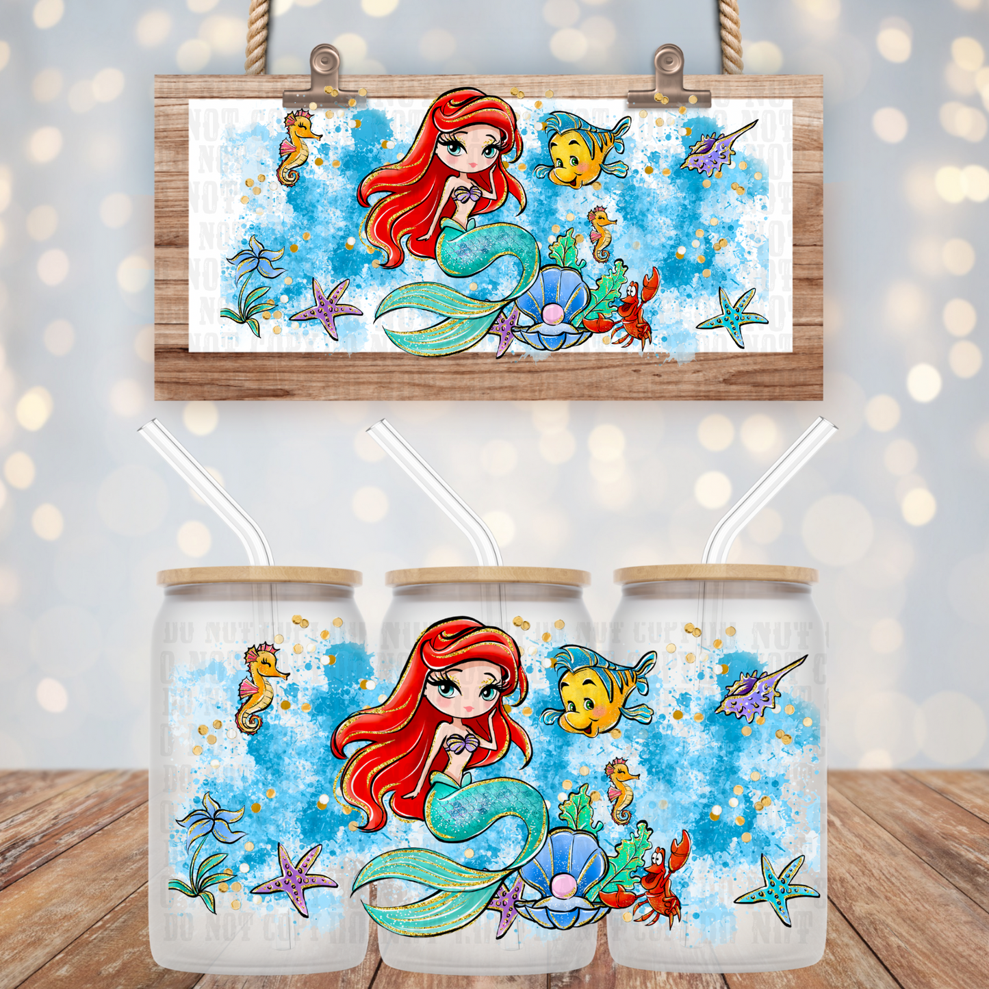 AQUATIC PRINCESS UV DTF CUP WRAP