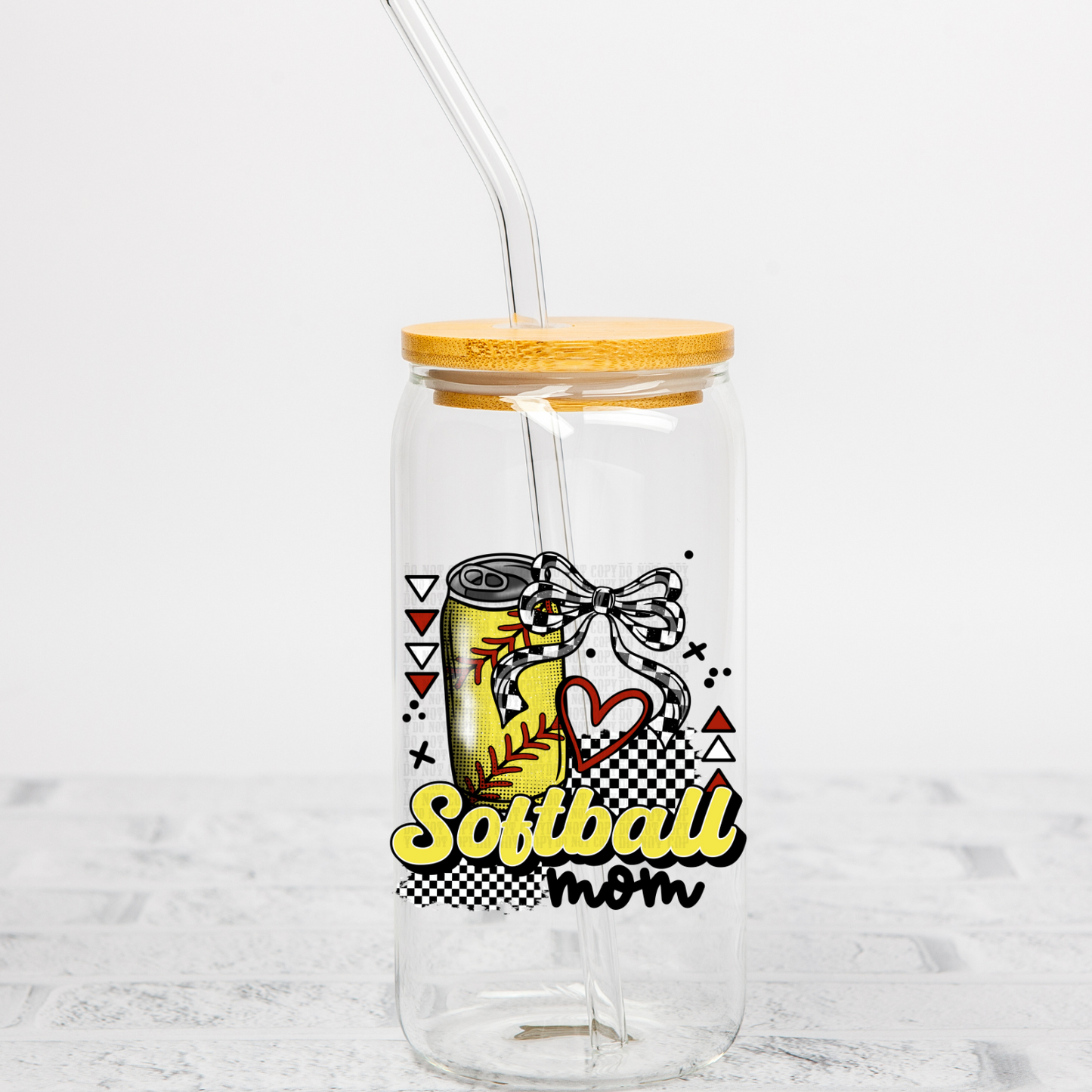 SOFTBALL MAMA CHECKERED UV DTF DECAL