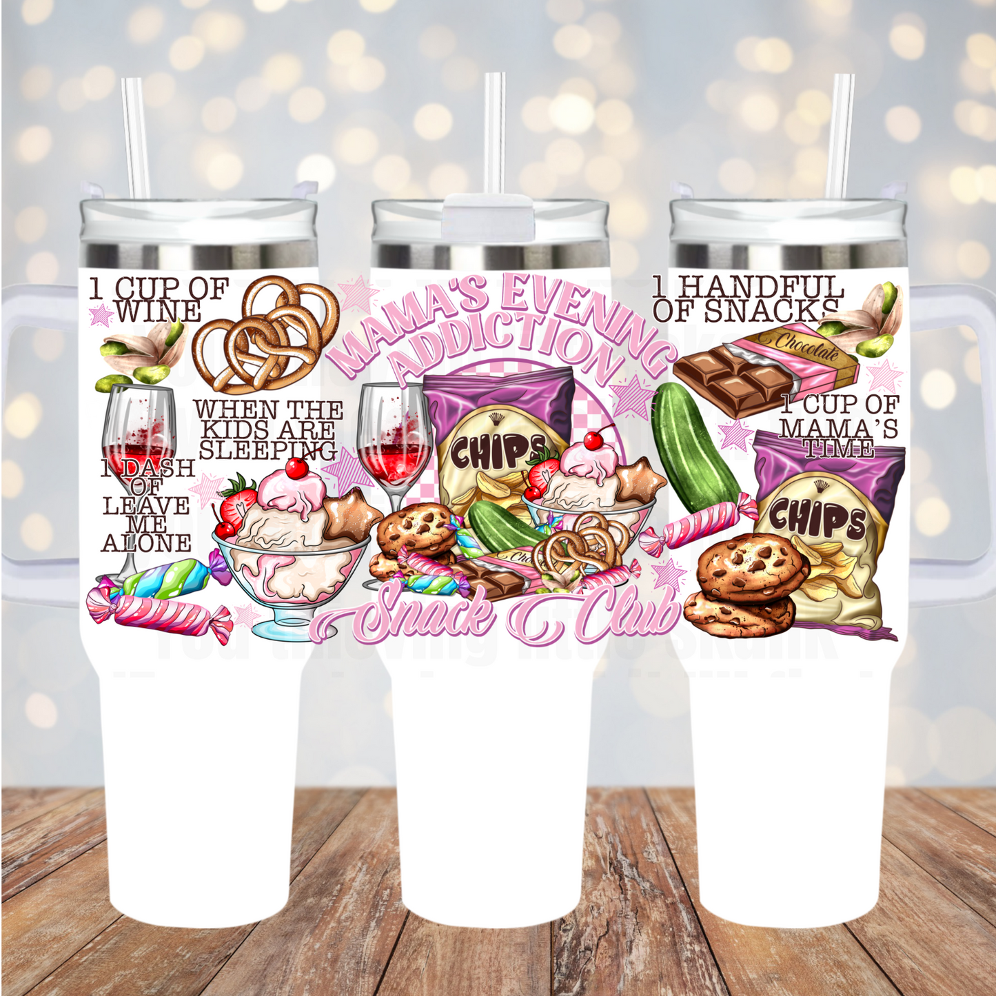 40oz MAMAS EVENING ADDICTION UV DTF Cup Wrap