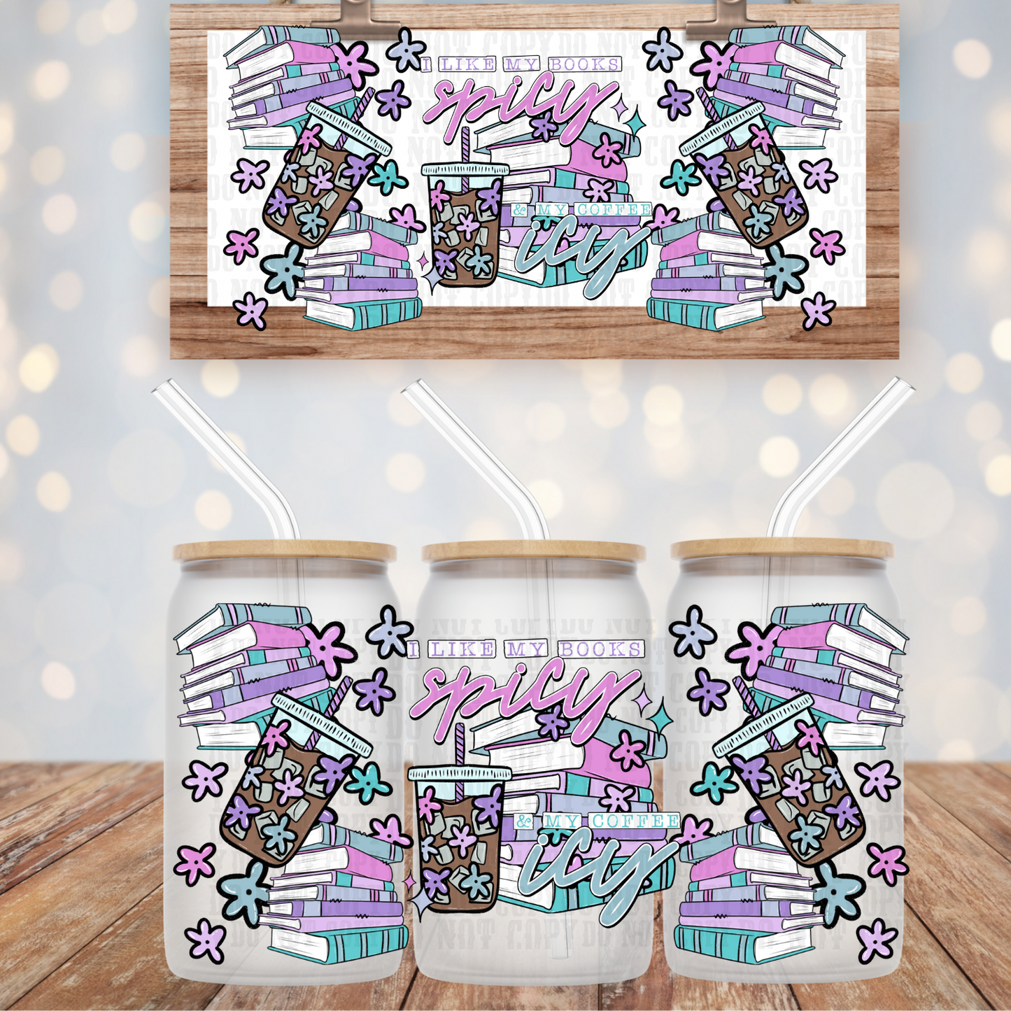 NEON SPICY BOOKS UV DTF CUP WRAP