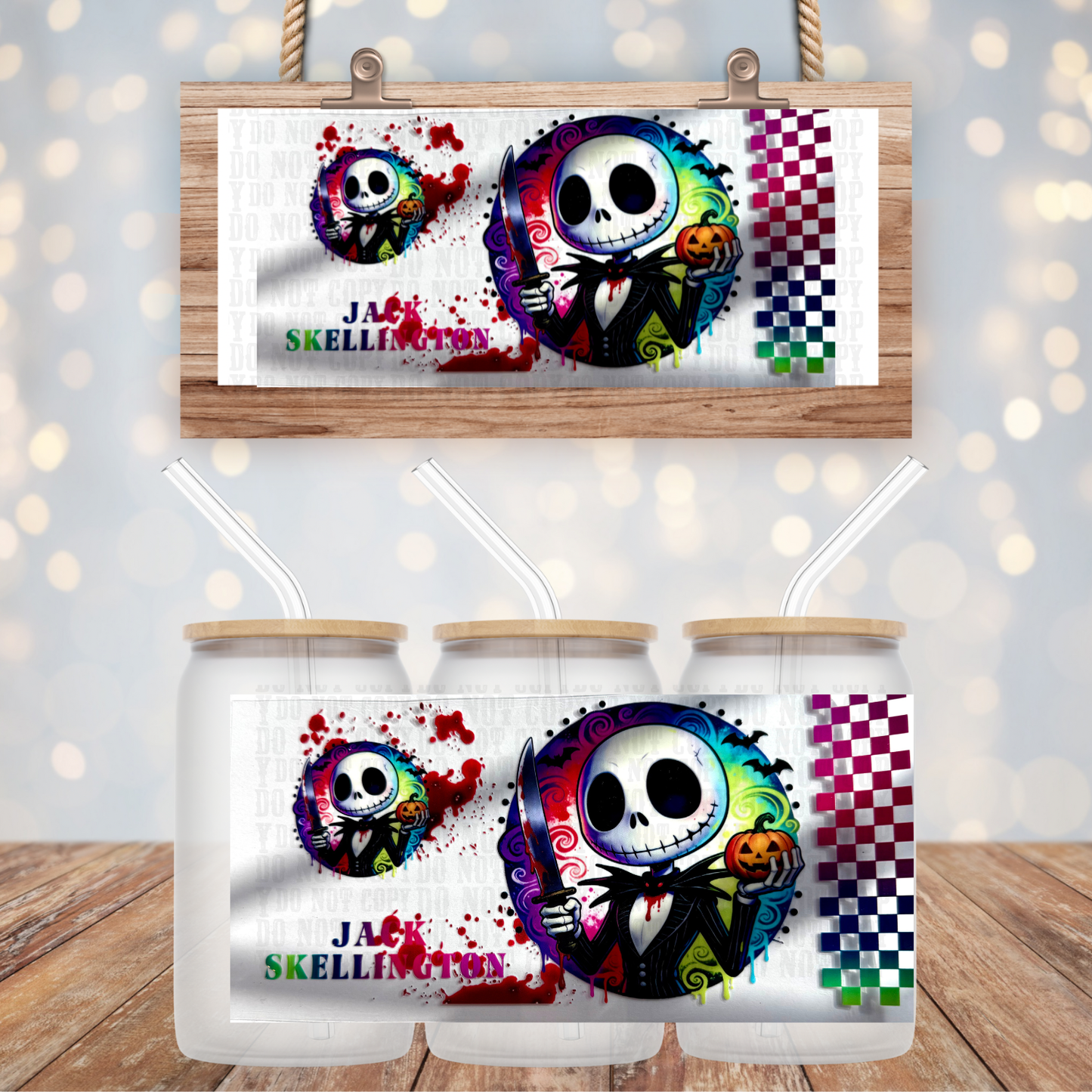 CHECKER NEON JACK UV DTF CUP WRAP