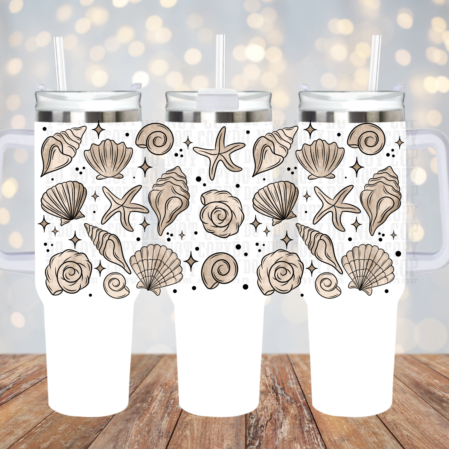 40oz BEACH SHELLS UV DTF Cup Wrap