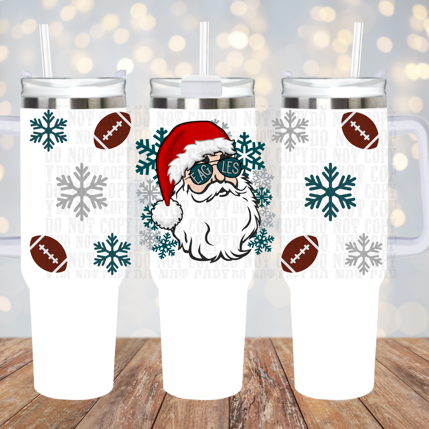 40oz FOOTBALL SANTA TEAMS BUNDLE UV DTF CUP WRAP