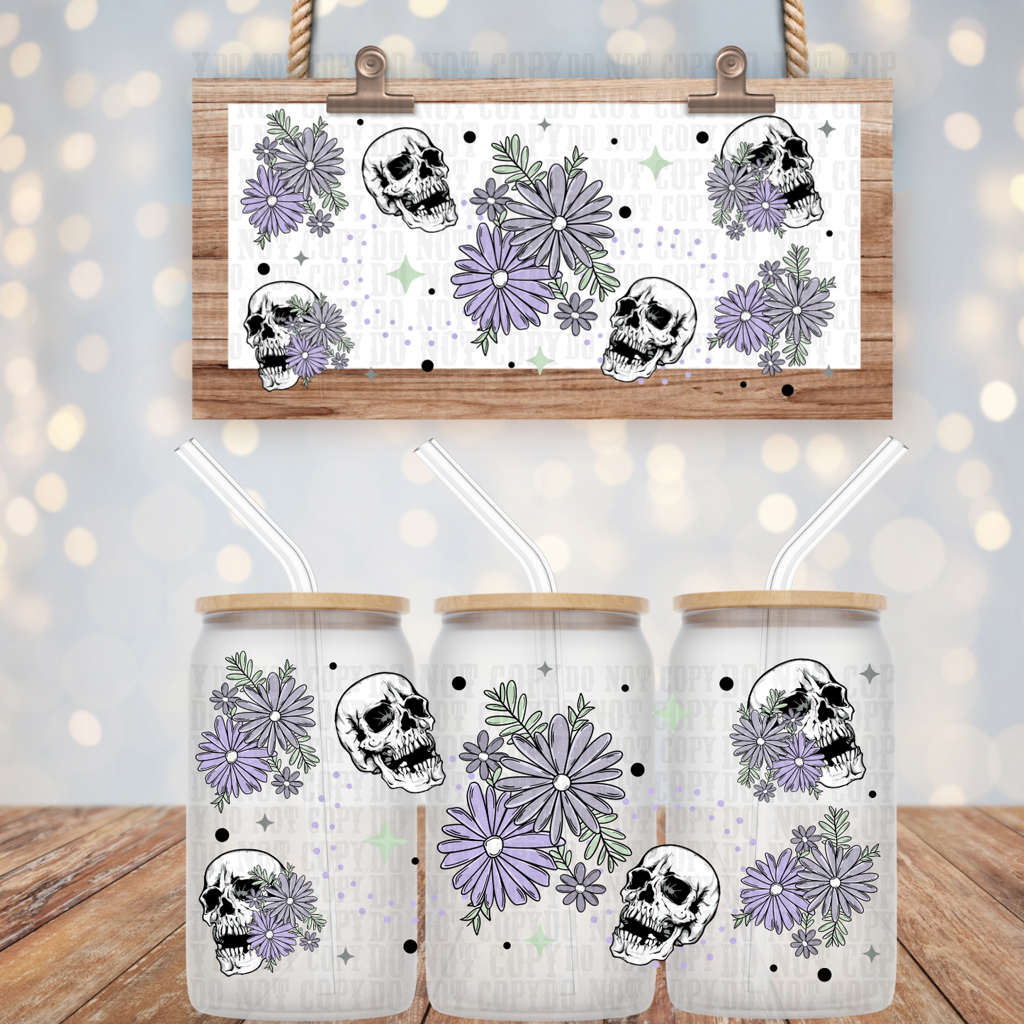 LILAC FLORAL SKELLYUV DTF CUP WRAP