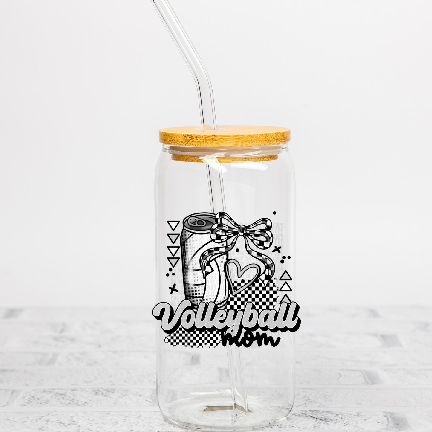 VOLLEYBALL MAMA CHECKERED UV DTF DECAL