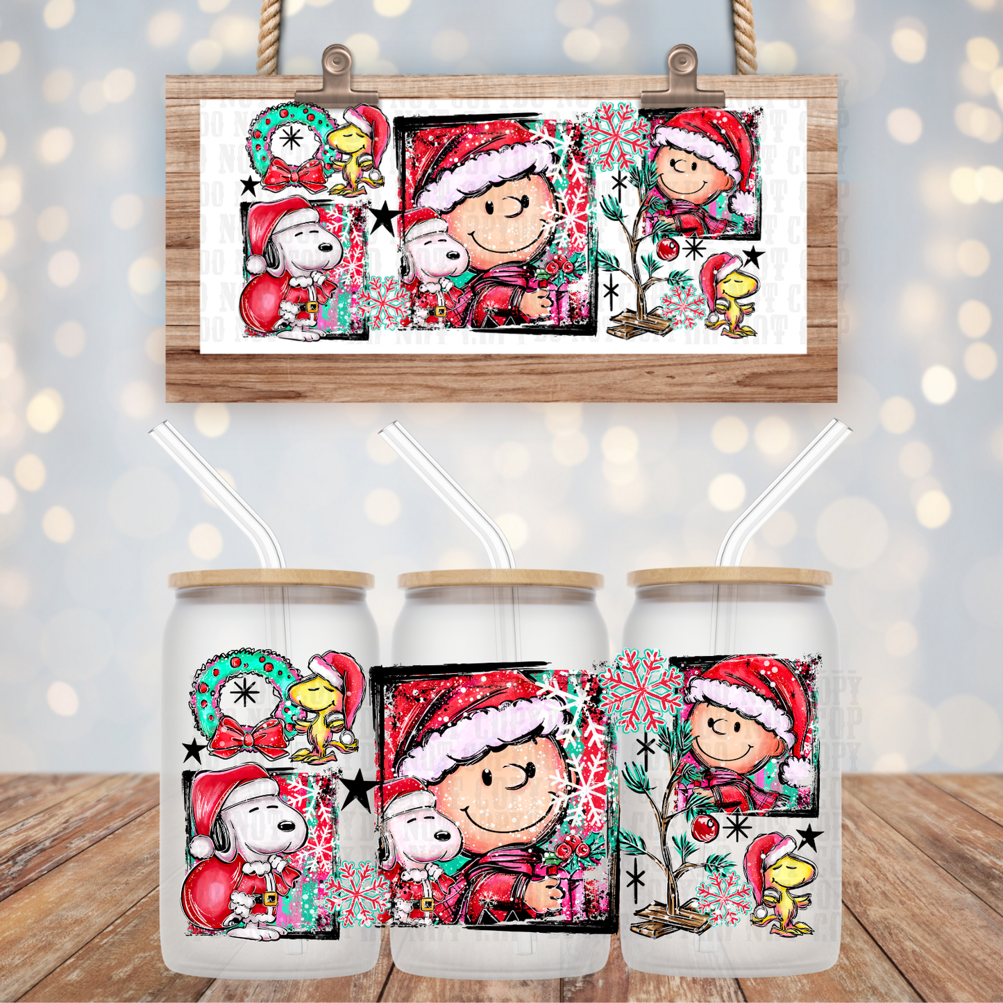 CHARLIE SANTA SELFIE UV DTF CUP WRAP
