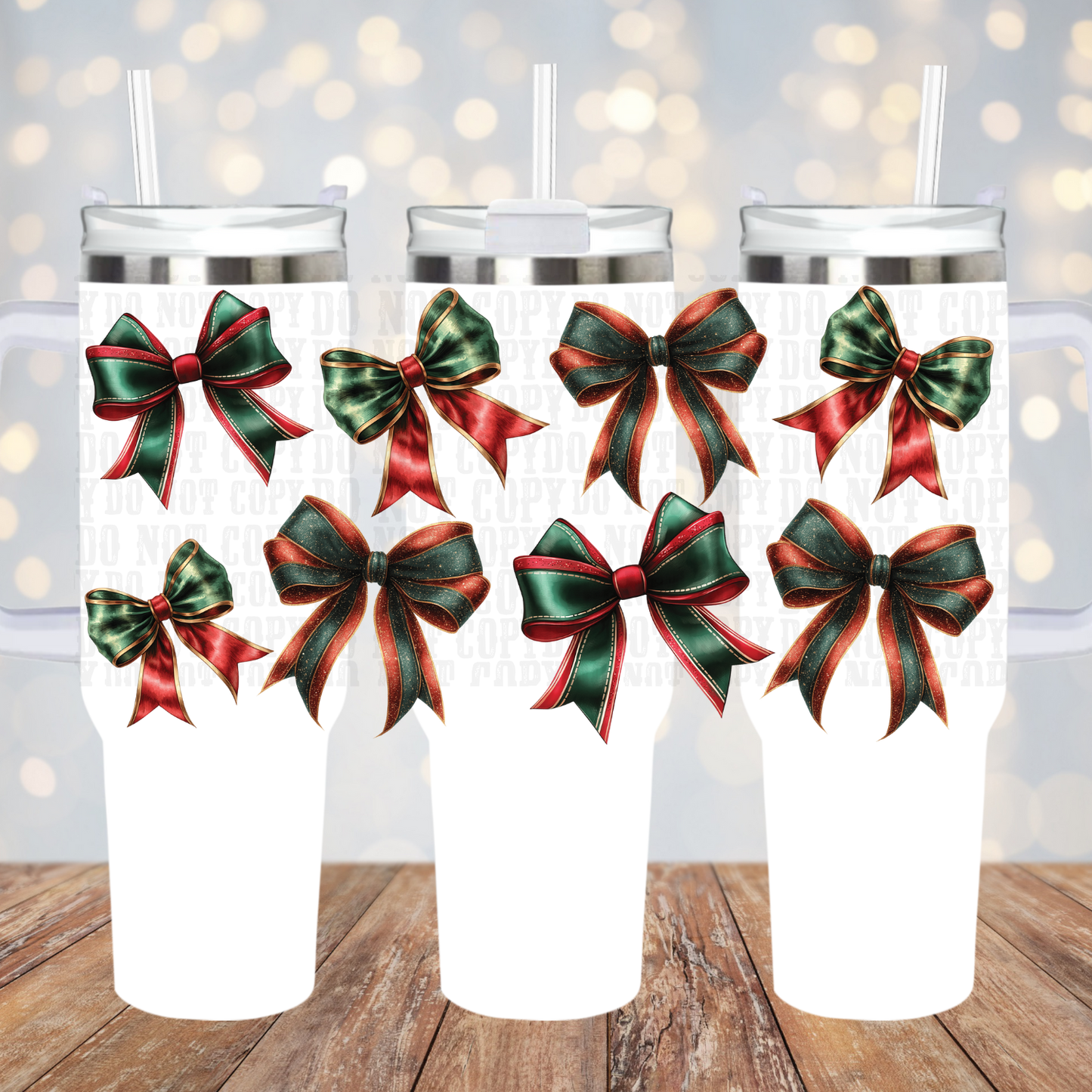 40oz COQUETTE CHRISTMAS BOWS UV DTF CUP WRAP