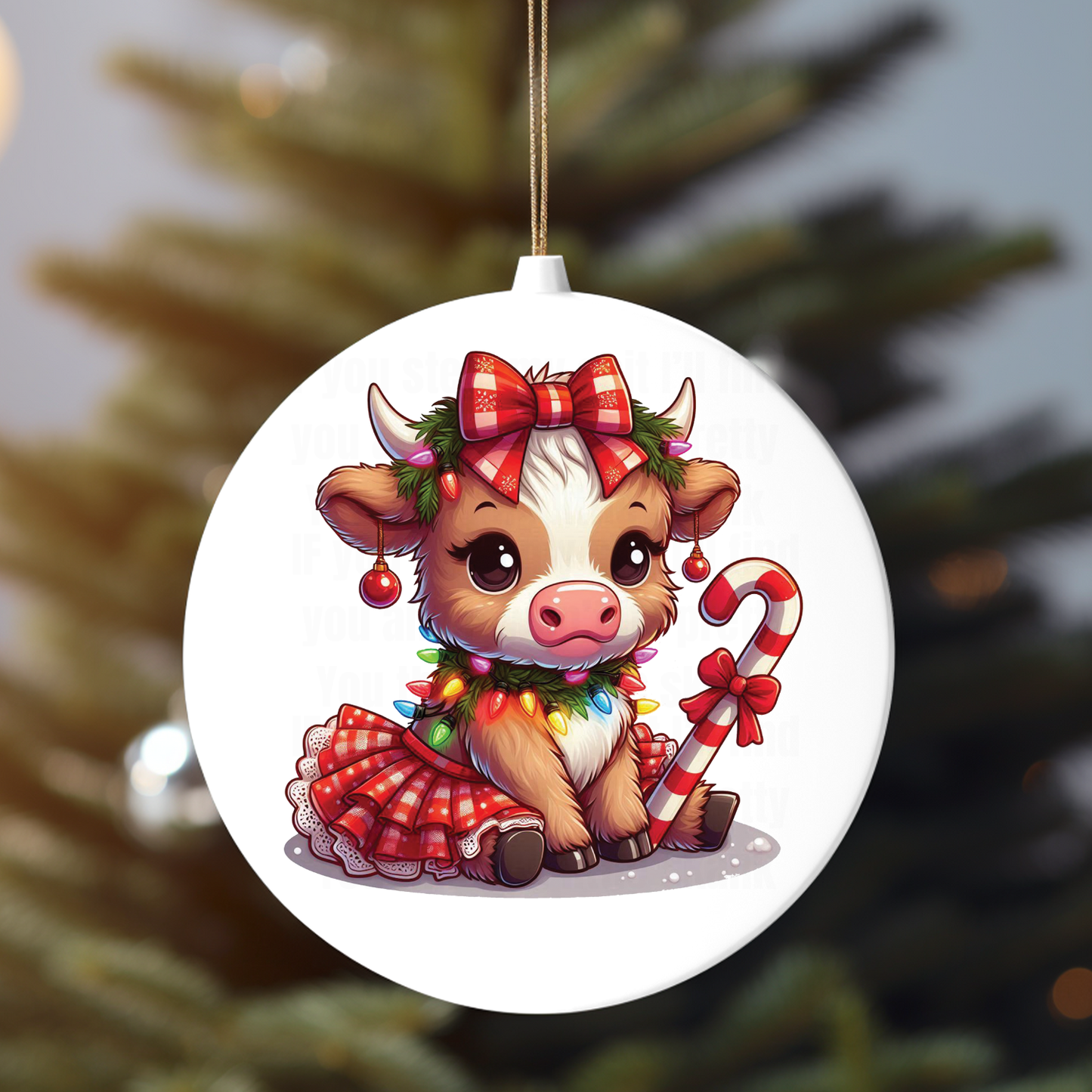 CANDY CANE COW UV DTF DECAL