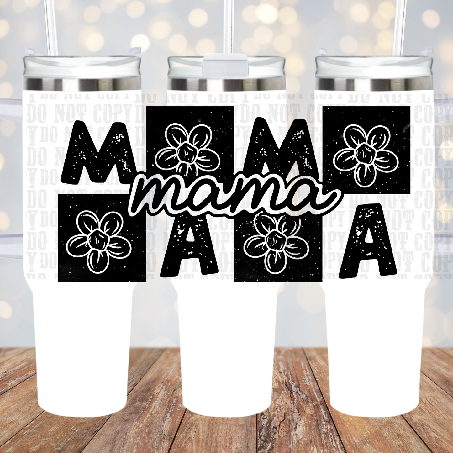 40oz MAMA BLOCK FLORAL UV DTF CUP WRAP