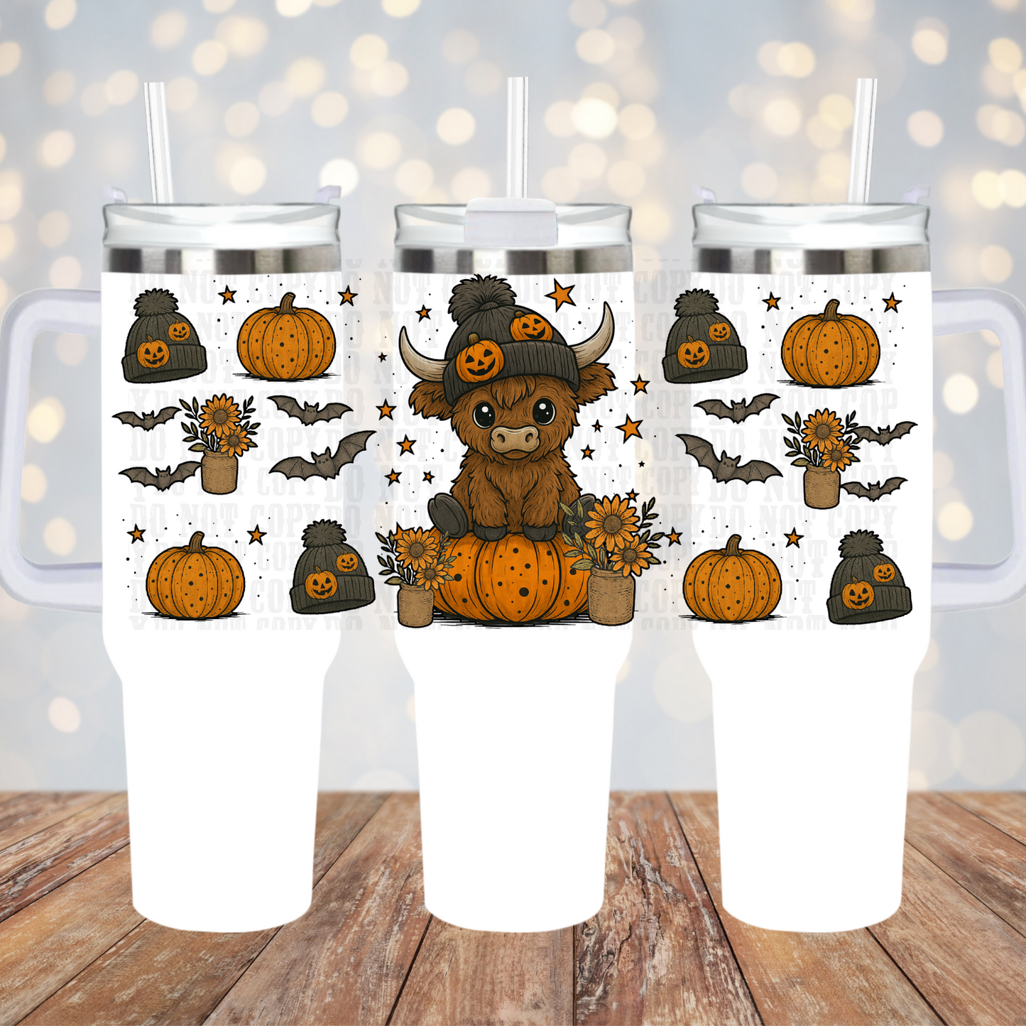 40oz PUMPKIN PATCH COW UV DTF CUP WRAP