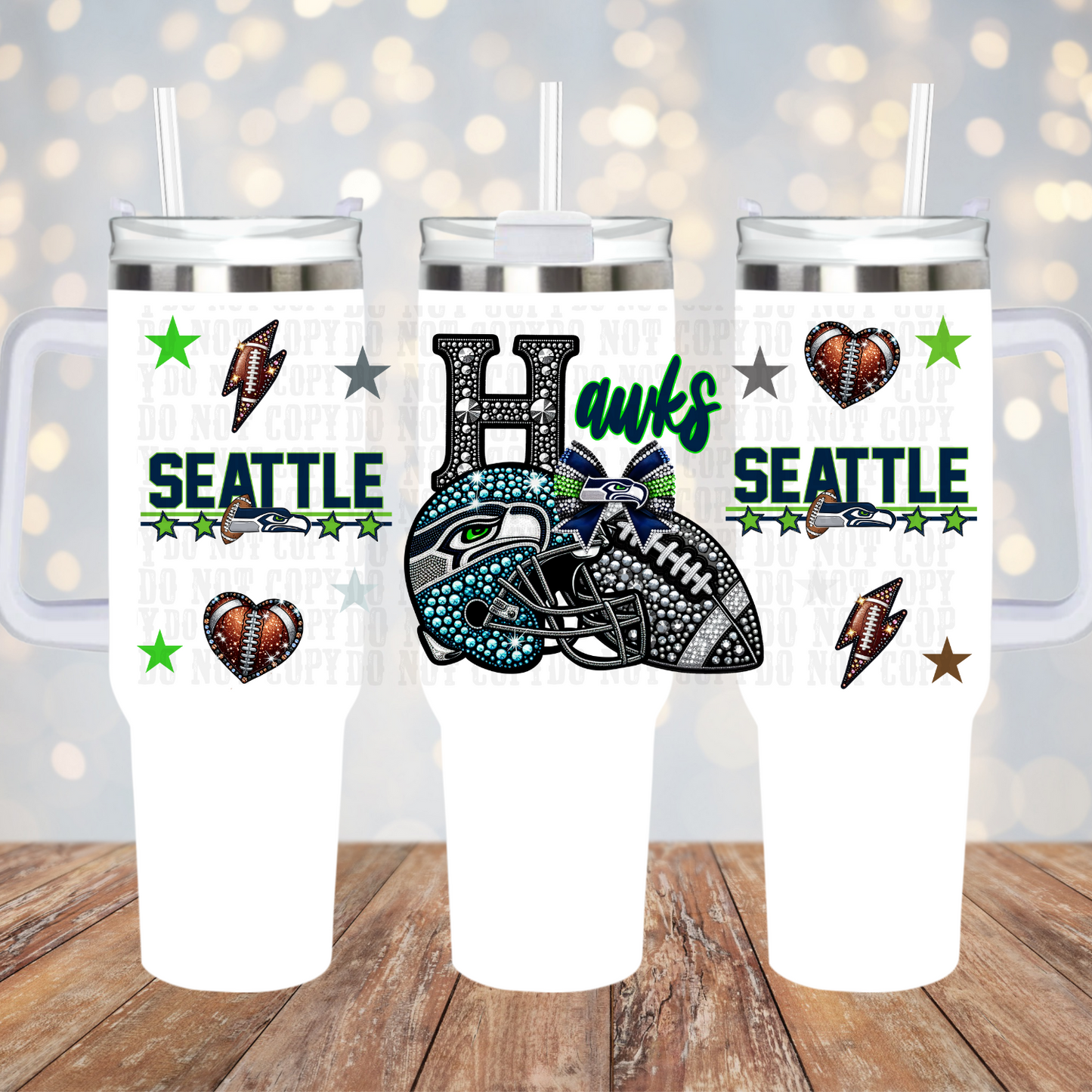40OZ HAWK FAUX RHINESTONE UV DTF CUP WRAP