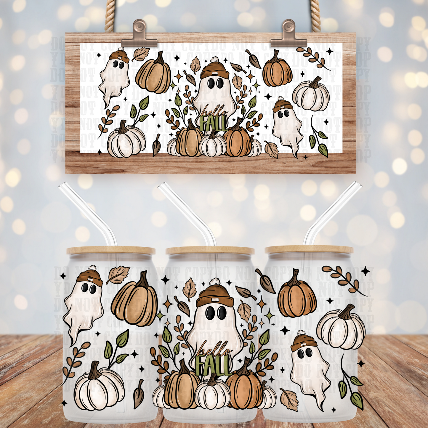 HELLO FALL GHOSTY UV DTF CUP WRAP