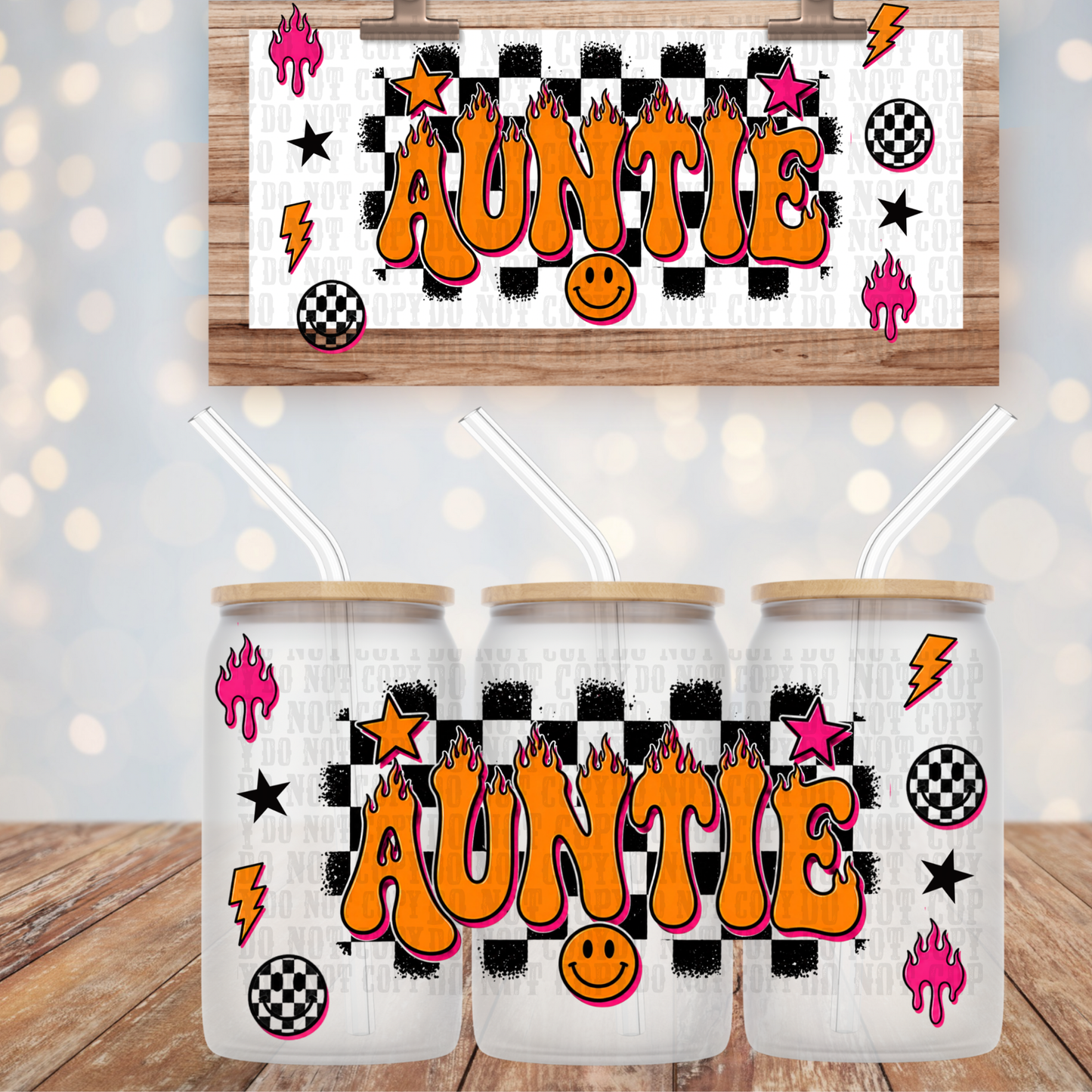 ORANGE AUNTIE UV DTF CUP WRAP-Shop Exclusive by Ciera