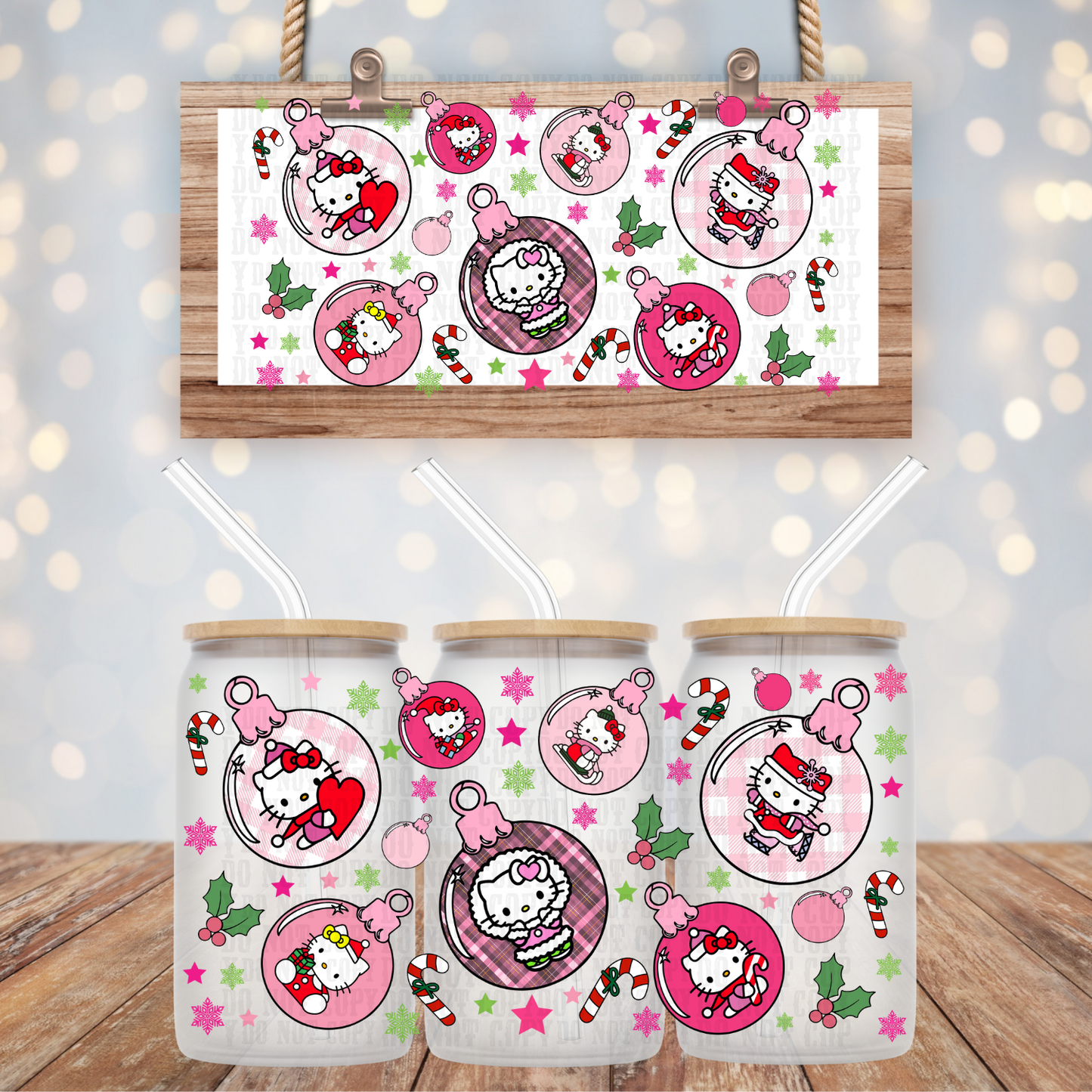 KITTY ORNAMENTS UV DTF CUP WRAP
