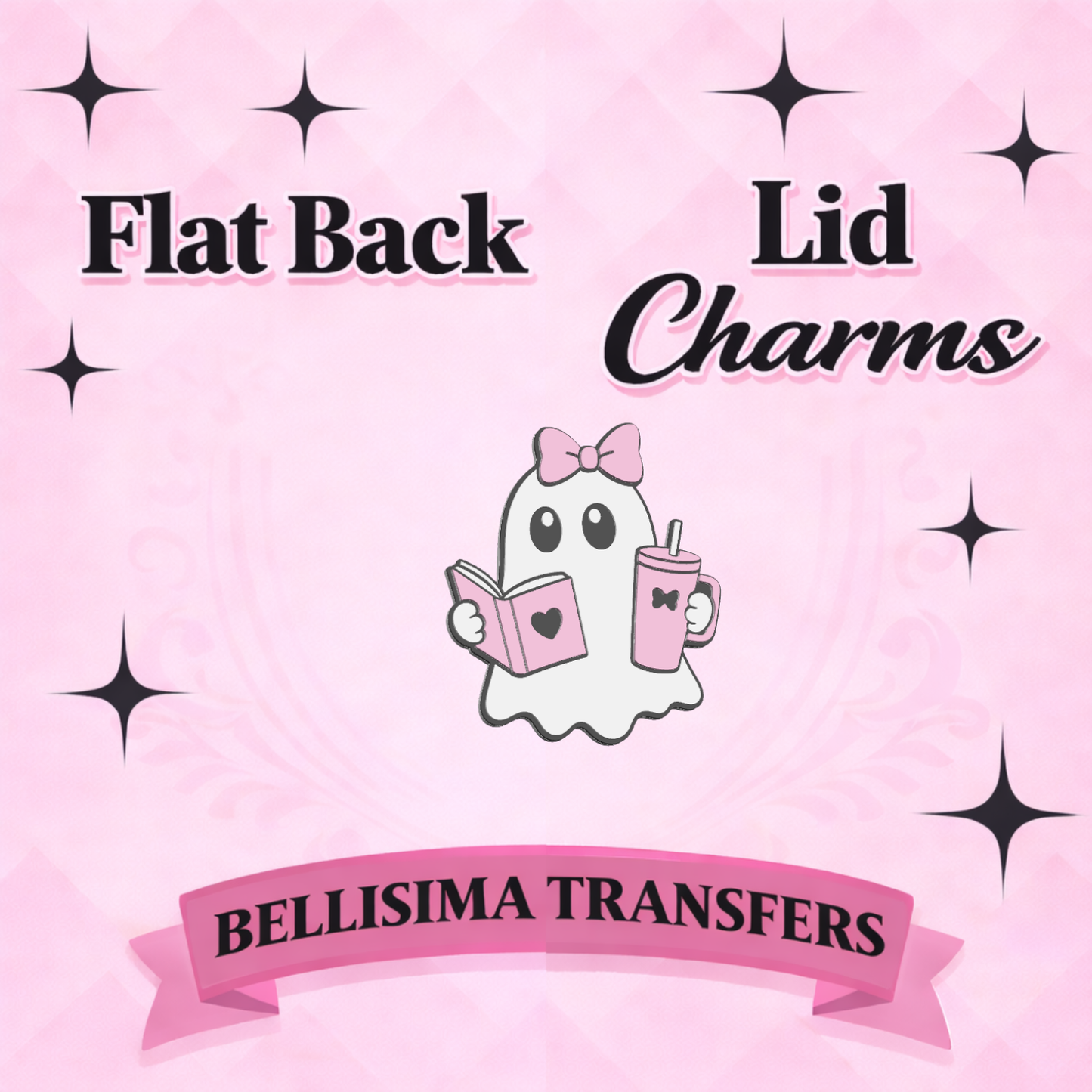 BOOK GHOST Flat Back Lid Charms