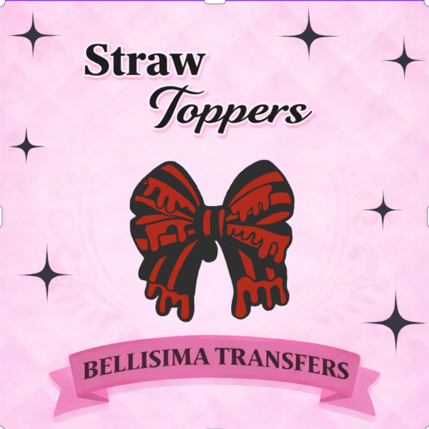 DRIPPY BLOOD BOW Straw Topper – 3D Printed Tumbler Accessory | Standard or Stanley