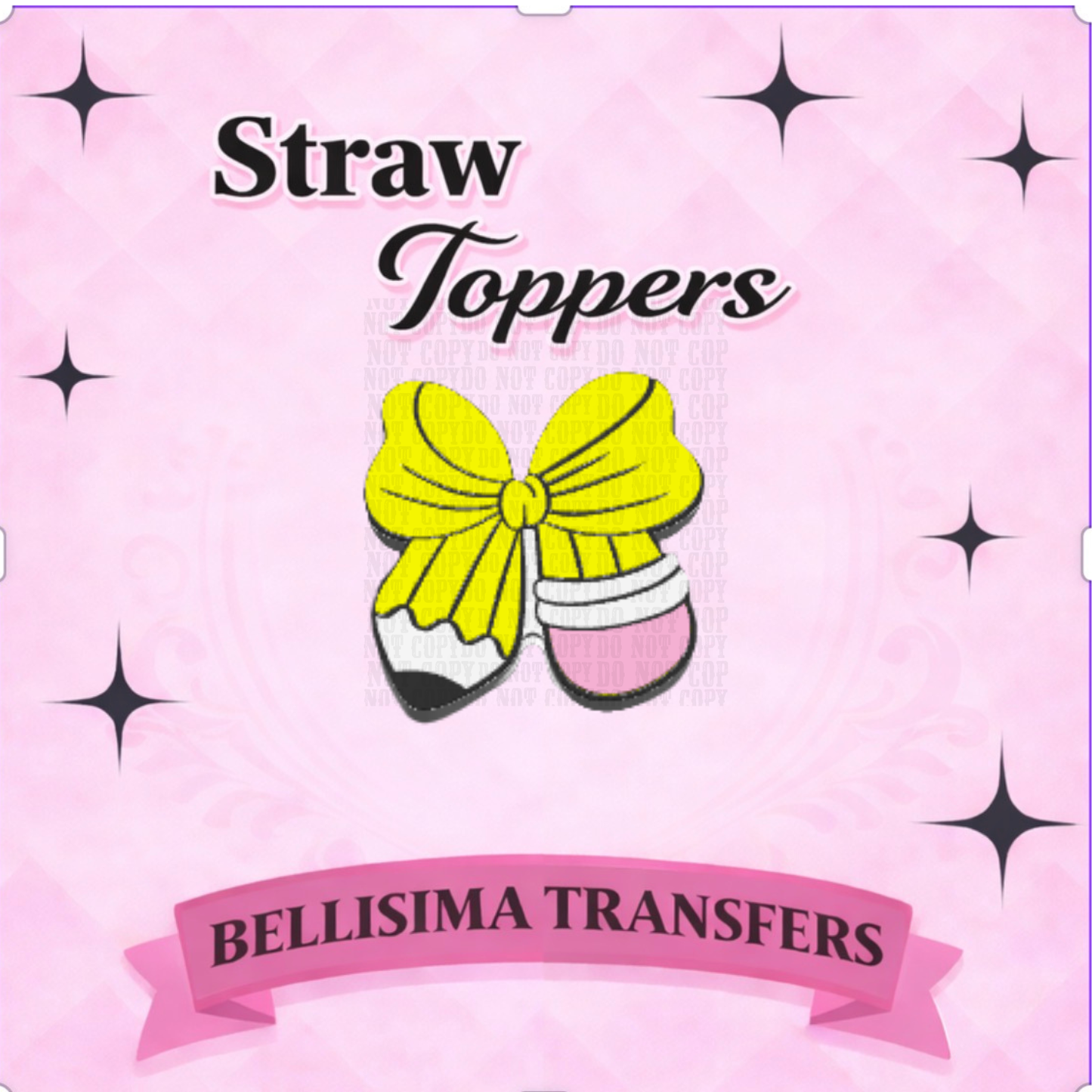 PENCIL BOW Straw Topper – 3D Printed Tumbler Accessory | Standard or Stanley