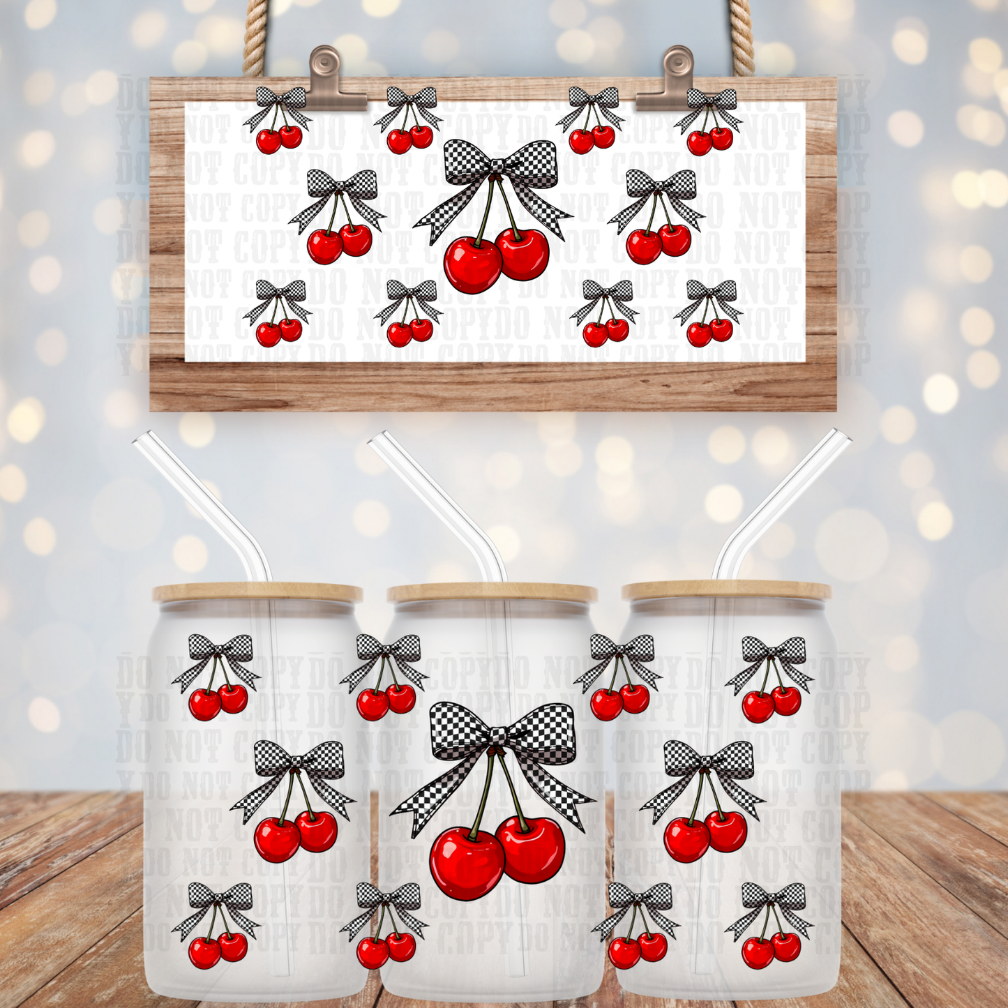CHERRY CHECKER UV DTF CUP WRAP - SHOP EXCLUSIVE BY CIERA