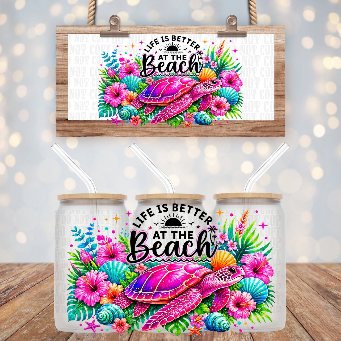 LIFE IS BETTER AT THE BEACH UV DTF CUP WRAP