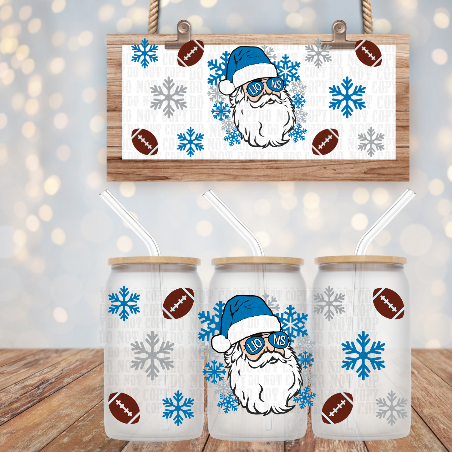 SANTA FOOTBALL TEAMS BUNDLE UV DTF CUP WRAP-SHOP EXCLUSIVE