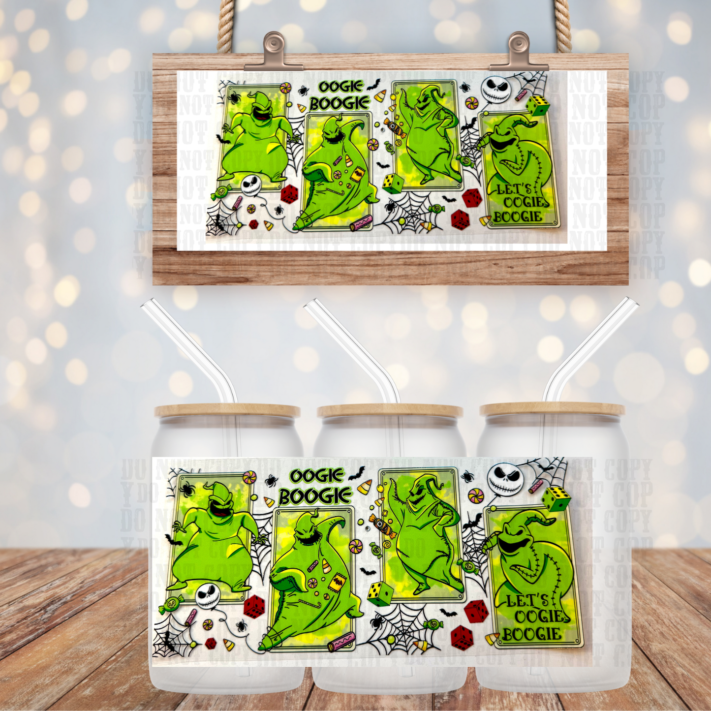 GREEN STAMP PORTRAIT UV DTF CUP WRAP