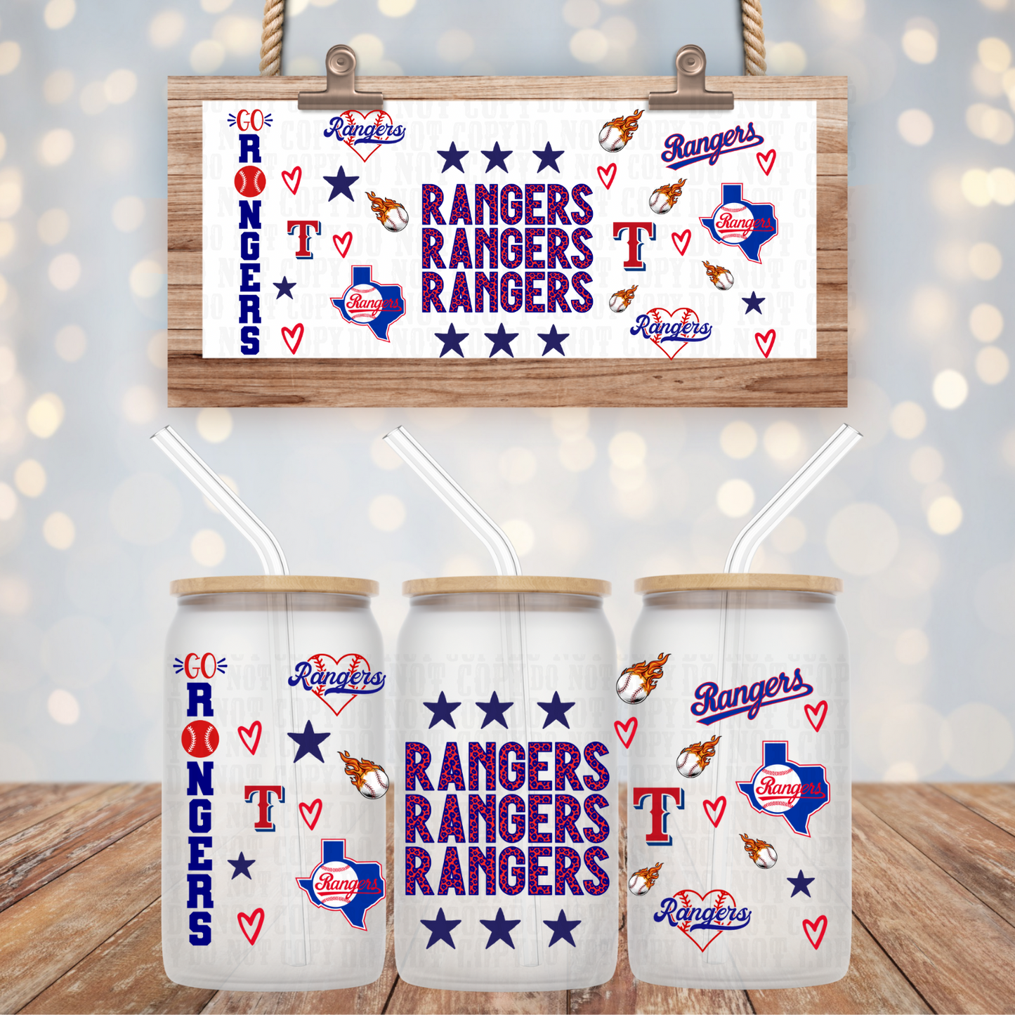 TX RNGERS UV DTF CUP WRAP